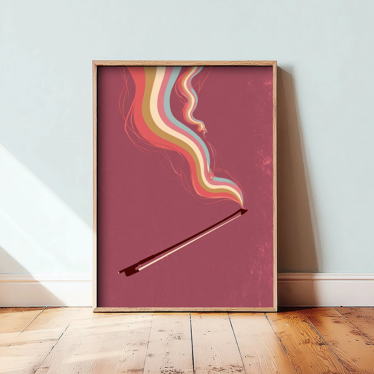 Violin Bow Art Print - Raspberry Rainbow Music Poster - 1970s String Player Illustration 3/3