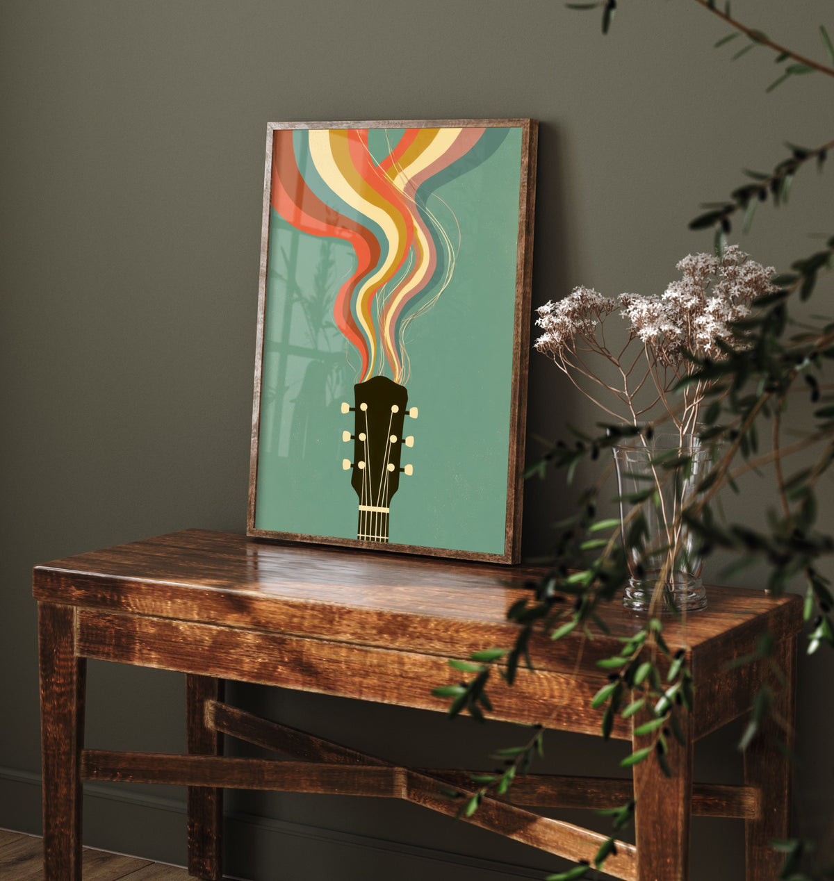 Guitar Headstock Art Print - Rainbow Tuning Pegs Poster - 70s Music Illustration 2/3