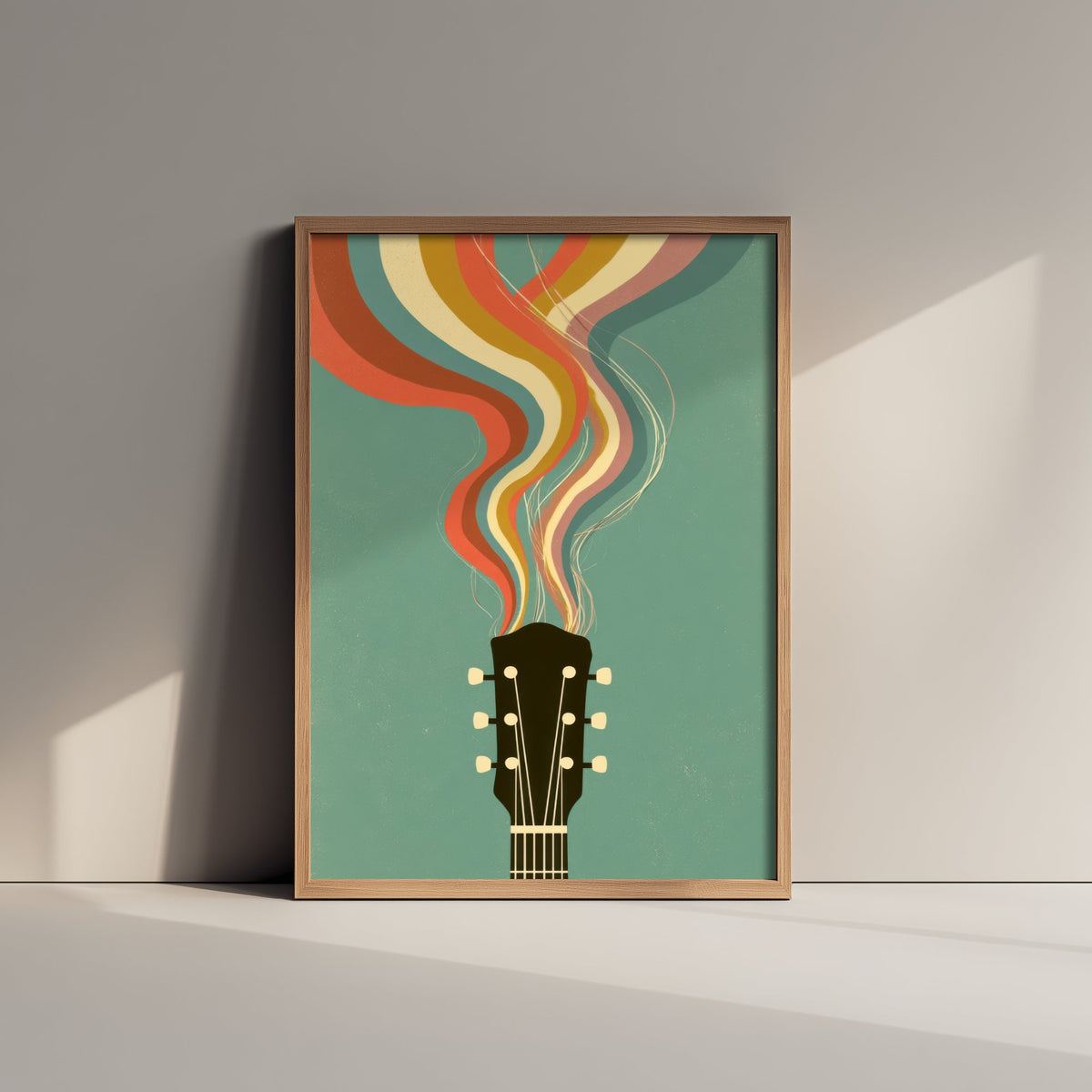 Guitar Headstock Art Print - Rainbow Tuning Pegs Poster - 70s Music Illustration 2/3
