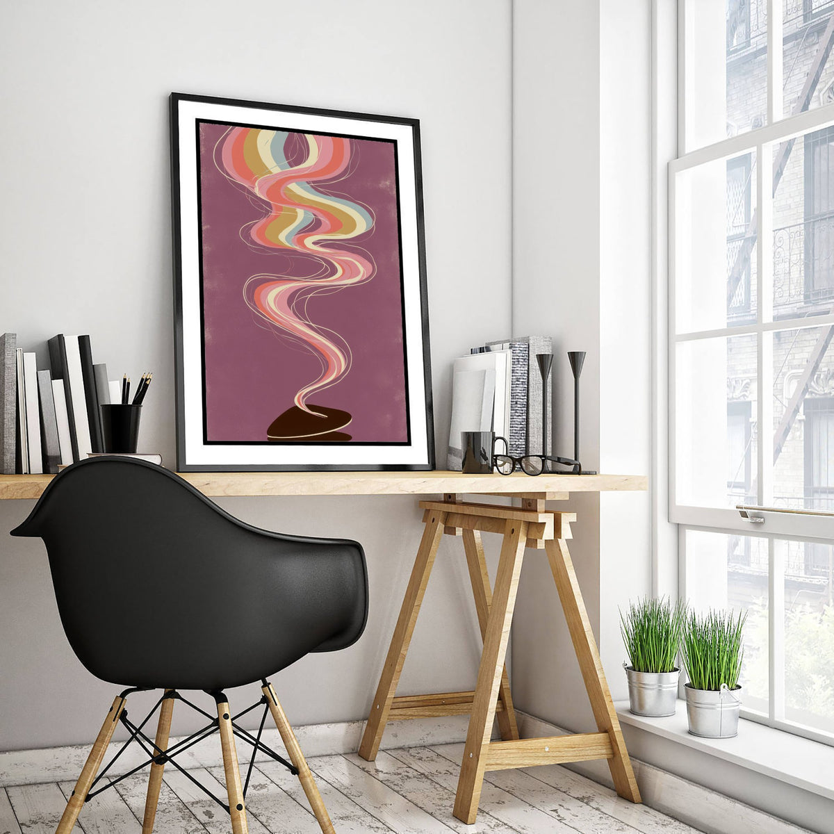 Guitar Pick Art Print - Plectrum Rainbow Poster - Dusky Plum Retro Illustration 3/3