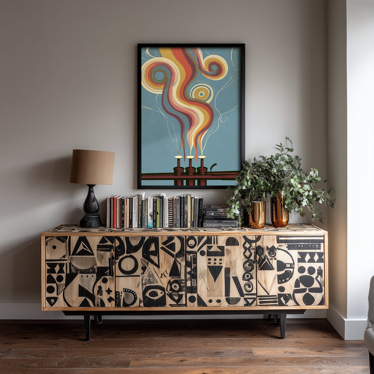 Trumpet Valves Art Print - Rainbow Jazz Poster - Groovy Brass Illustration 1/3