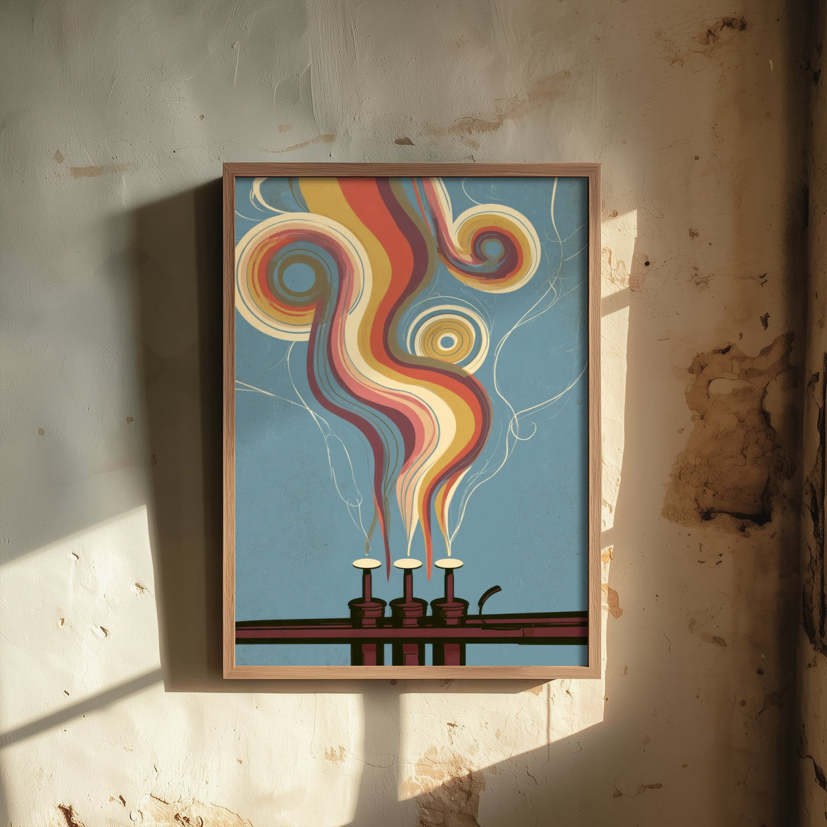 Trumpet Valves Art Print - Rainbow Jazz Poster - Groovy Brass Illustration 1/3