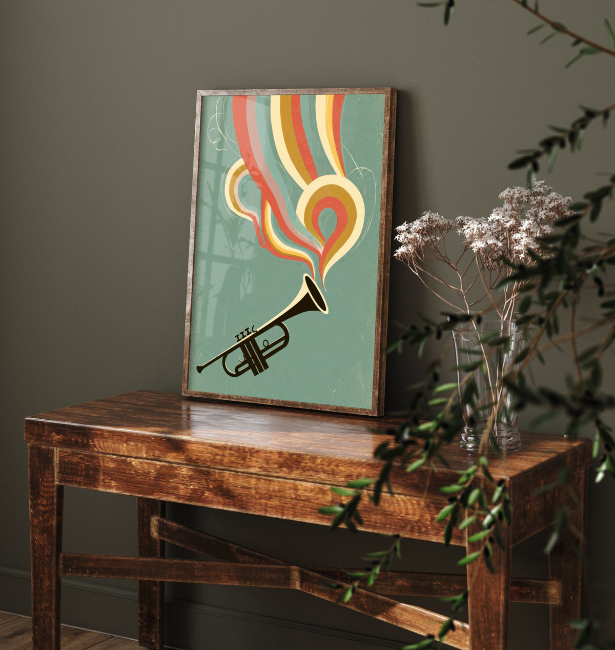 Brass Trumpet Art Print - Rainbow Bebop Poster - Jazz Musician Illustration 2/3