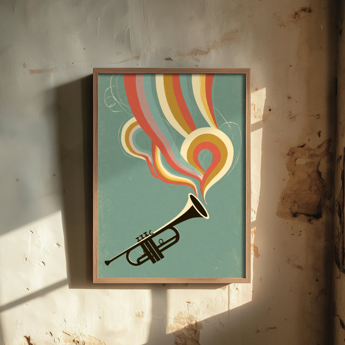 Brass Trumpet Art Print - Rainbow Bebop Poster - Jazz Musician Illustration 2/3