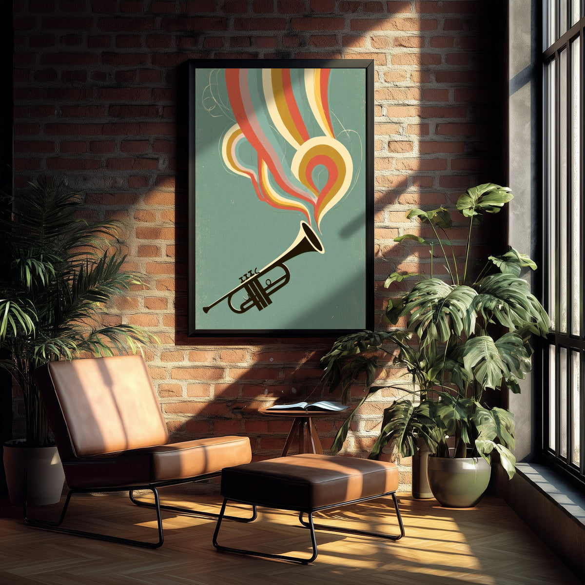 Brass Trumpet Art Print - Rainbow Bebop Poster - Jazz Musician Illustration 2/3