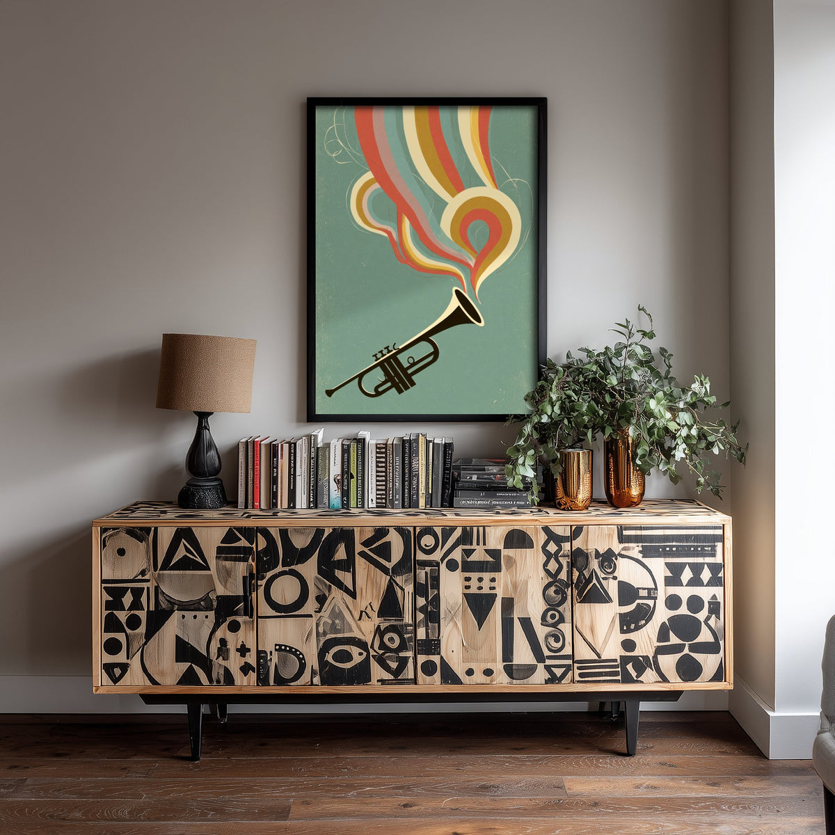 Brass Trumpet Art Print - Rainbow Bebop Poster - Jazz Musician Illustration 2/3