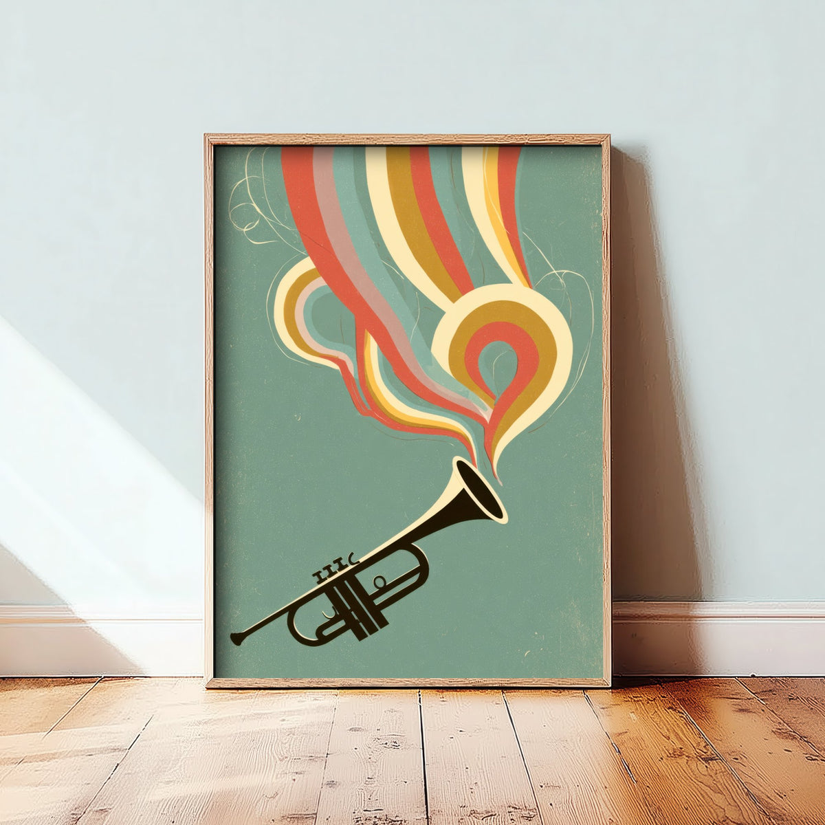 Brass Trumpet Art Print - Rainbow Bebop Poster - Jazz Musician Illustration 2/3