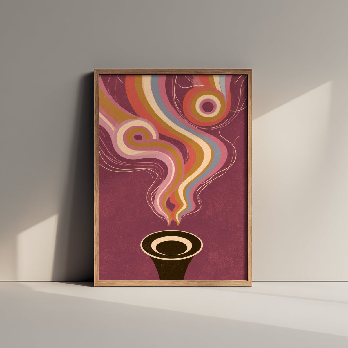 Trumpet Bell Art Print - Head On Brass Poster - Wine Red Jazz Illustration 3/3