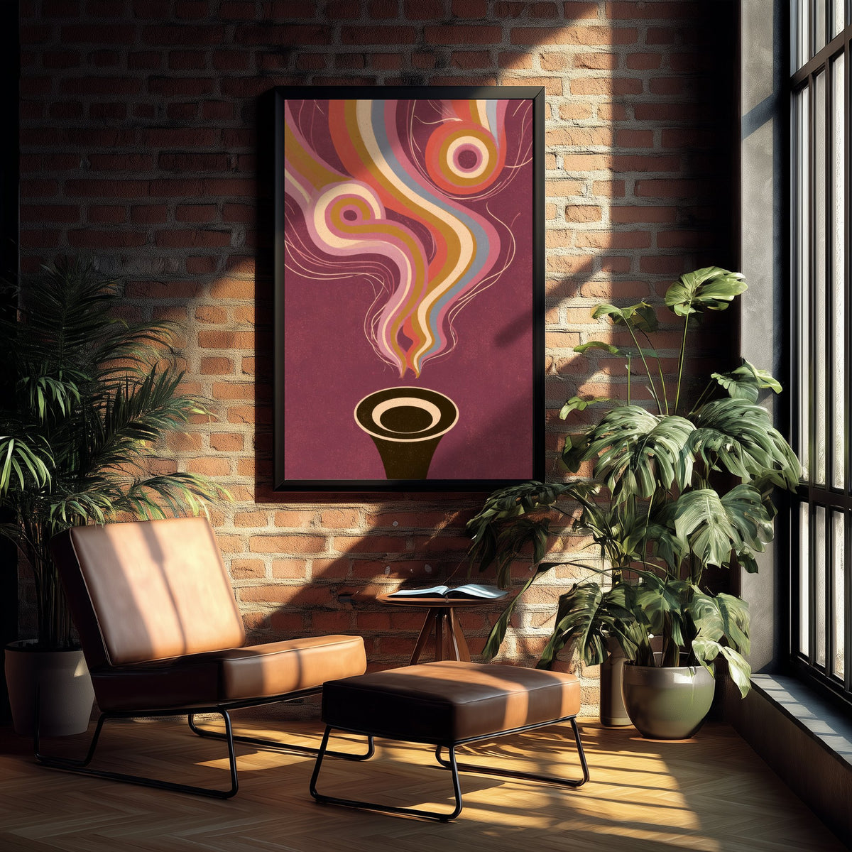 Trumpet Bell Art Print - Head On Brass Poster - Wine Red Jazz Illustration 3/3