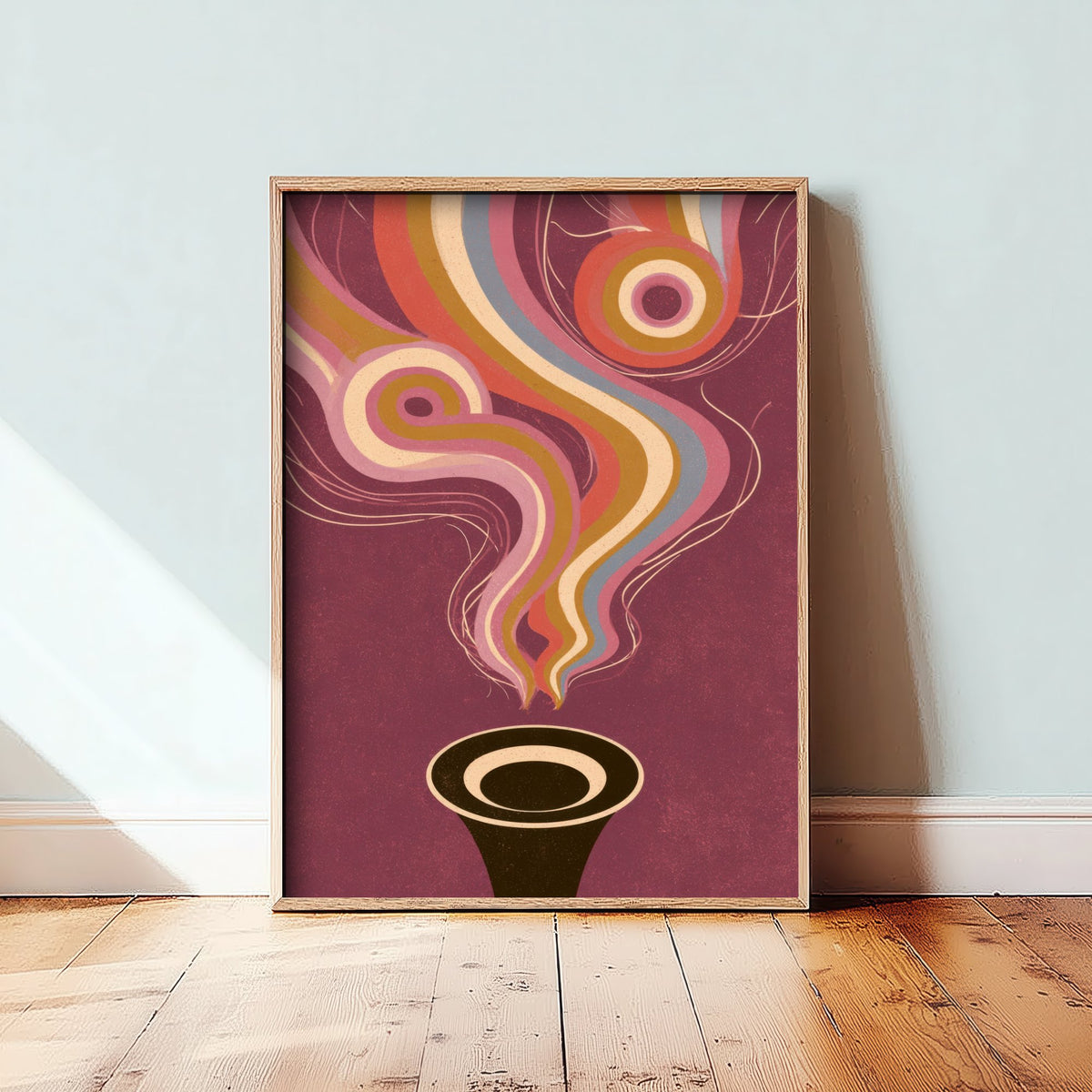 Trumpet Bell Art Print - Head On Brass Poster - Wine Red Jazz Illustration 3/3