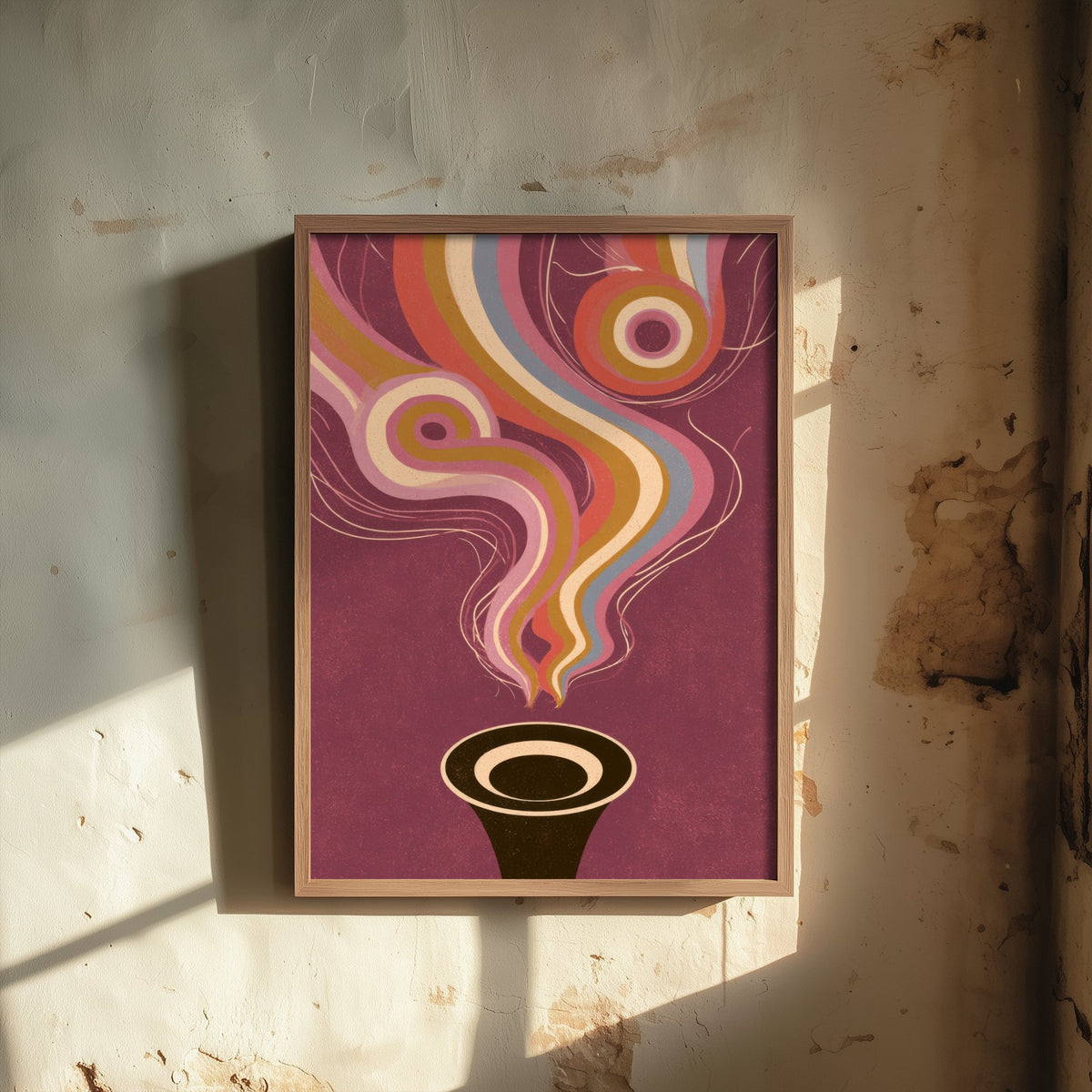 Trumpet Bell Art Print - Head On Brass Poster - Wine Red Jazz Illustration 3/3
