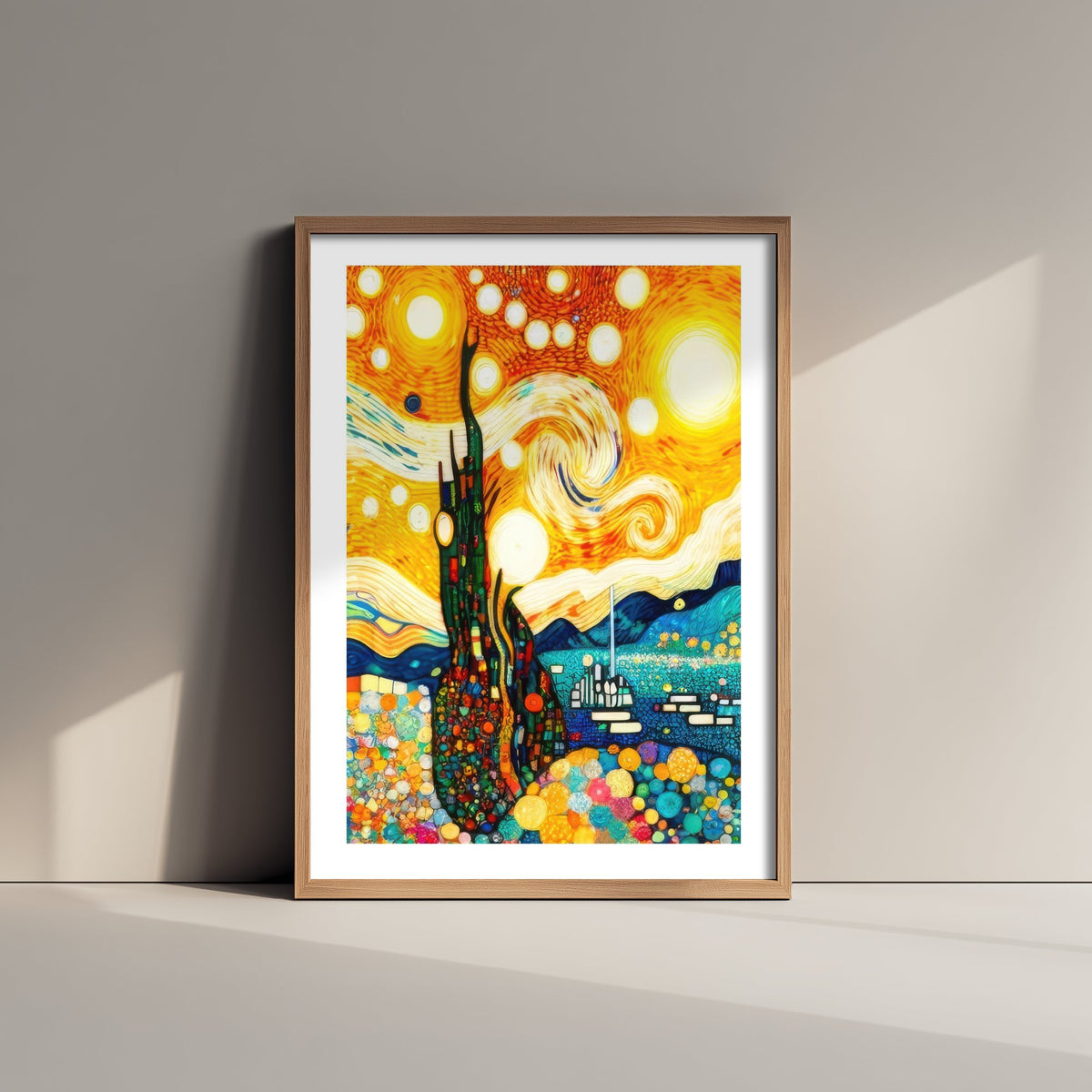 Rainbow Landscape Art Print - Colourful Swirl Poster - Klimt Style Painting - Whimsical Scenery 1/3
