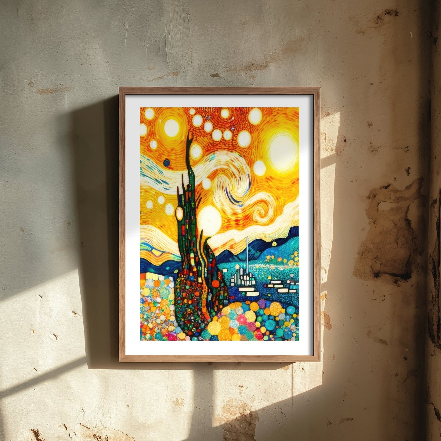 Rainbow Landscape Art Print - Colourful Swirl Poster - Klimt Style Painting - Whimsical Scenery 1/3