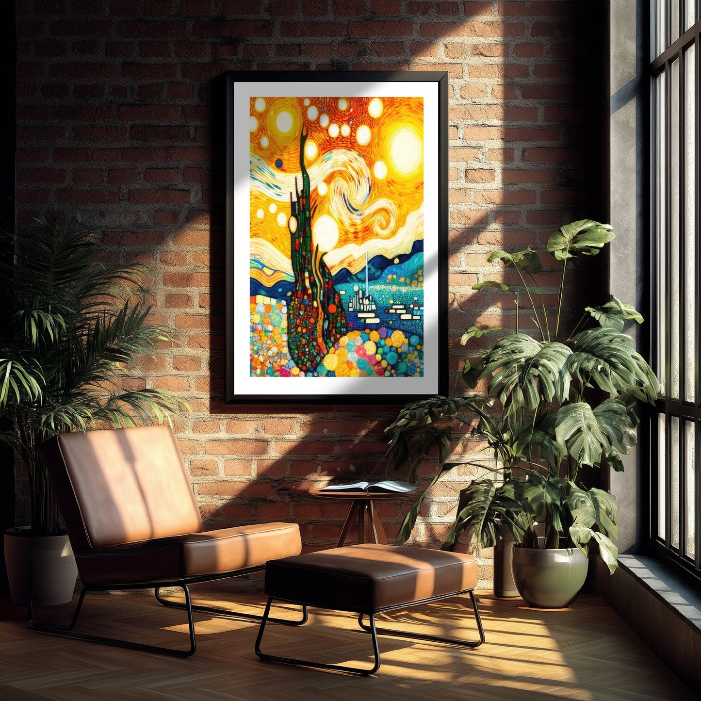 Rainbow Landscape Art Print - Colourful Swirl Poster - Klimt Style Painting - Whimsical Scenery 1/3