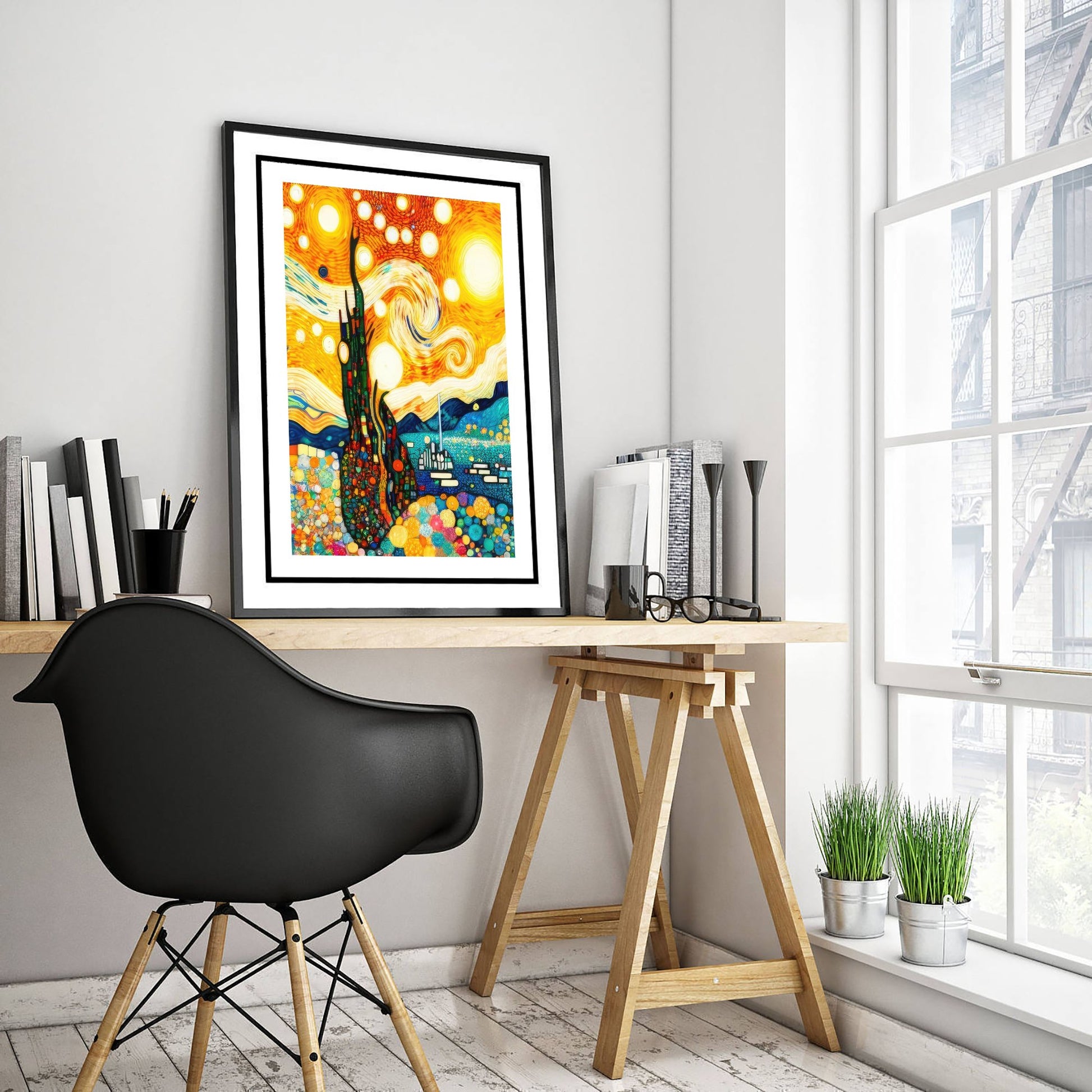 Rainbow Landscape Art Print - Colourful Swirl Poster - Klimt Style Painting - Whimsical Scenery 1/3