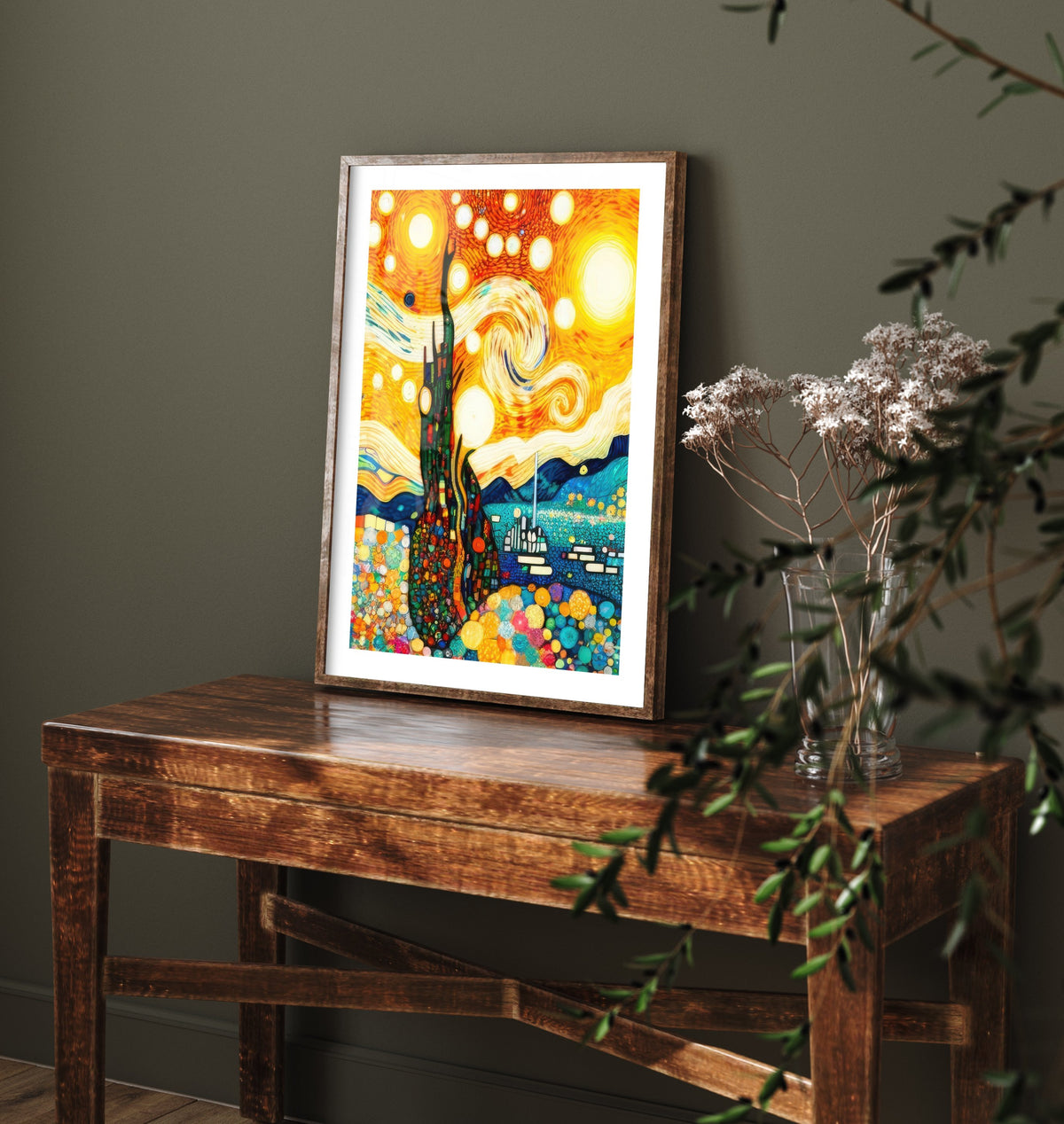 Rainbow Landscape Art Print - Colourful Swirl Poster - Klimt Style Painting - Whimsical Scenery 1/3