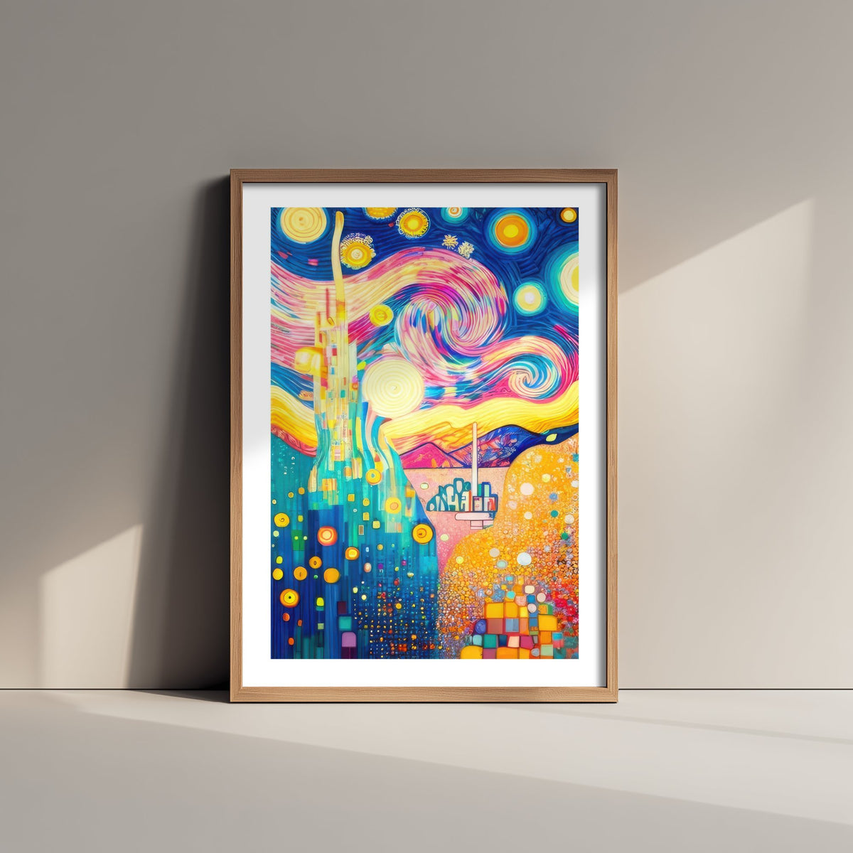 Rainbow Landscape Art Print - Starry Swirl Poster - Klimt Style Painting - Vibrant Scenery 2/3