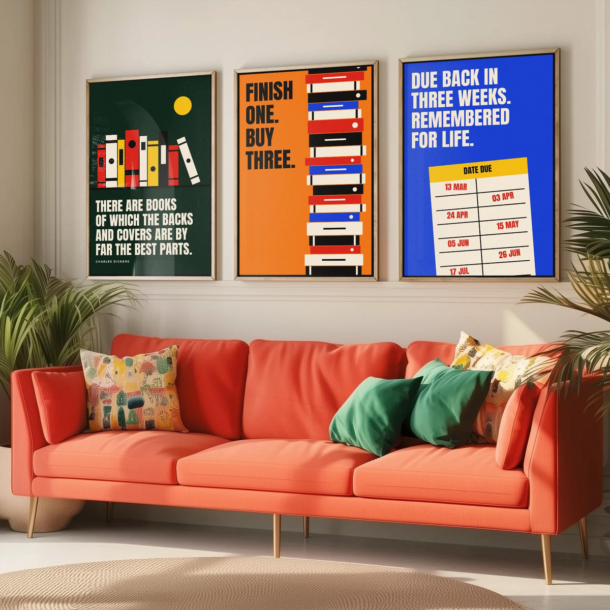Reading Quotes Set of Three Art Prints - 3 Bauhaus Book Lover Posters - Minimalist Library Wall Art Illustration V1