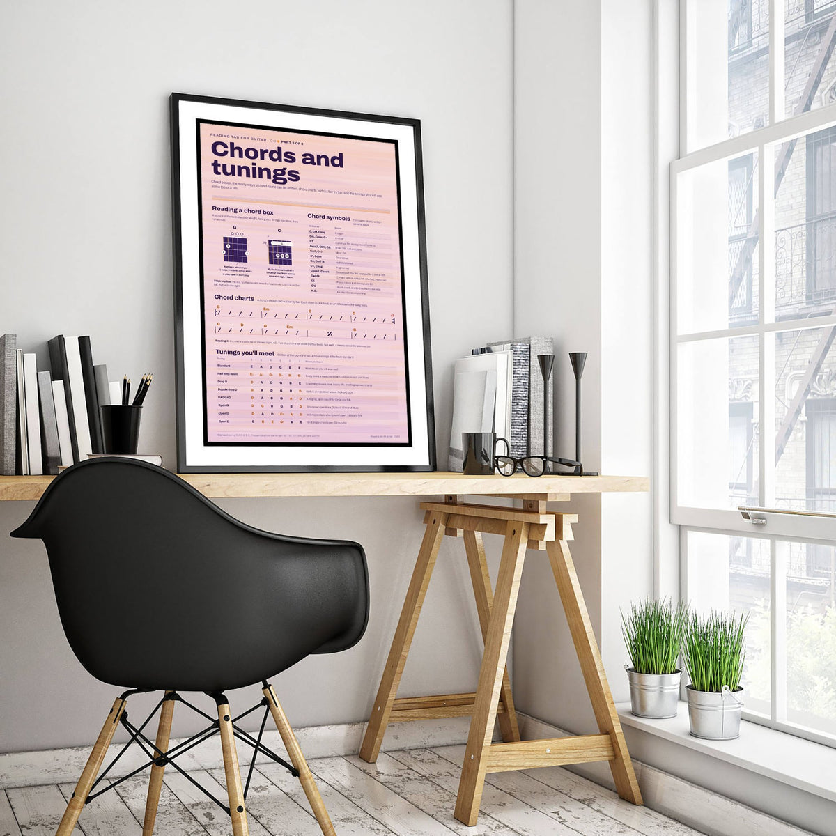 Guitar Chord Boxes Art Print - Alternate Tunings Guide Poster - Educational Illustration - Guitar Teacher Gift 3/3
