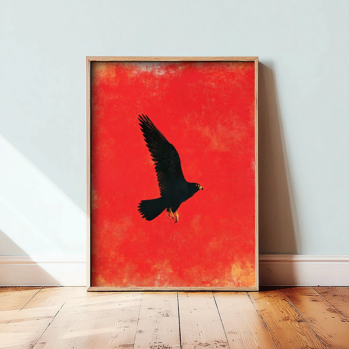 Peregrine Falcon Art Print - Bird of Prey Poster - Scarlet Screen Print Style Illustration - Red Felt 1/3