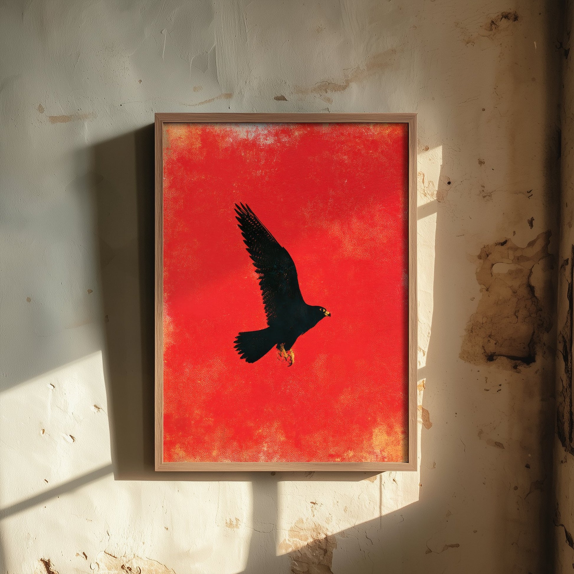 Peregrine Falcon Art Print - Bird of Prey Poster - Scarlet Screen Print Style Illustration - Red Felt 1/3
