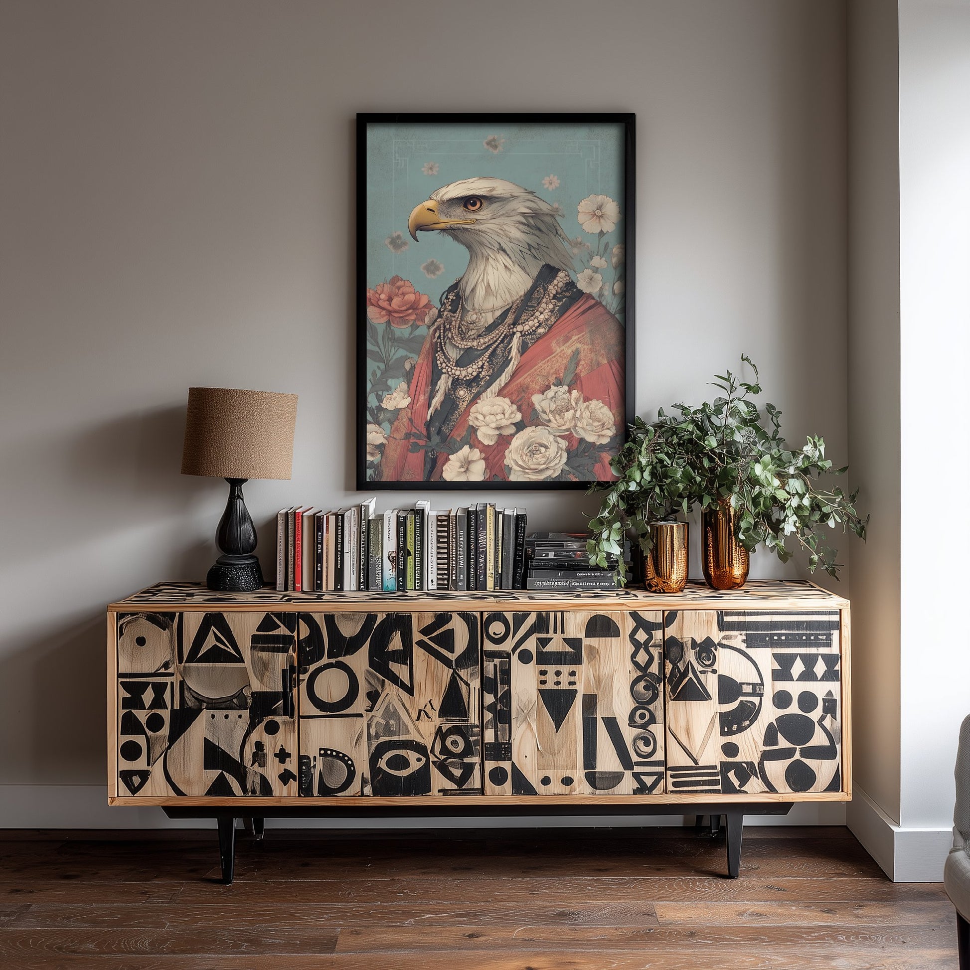 Eagle Art Print - Whimsical Animal in Robe Poster - Floral Illustration - Desert Ascetic Wall Art 2/3
