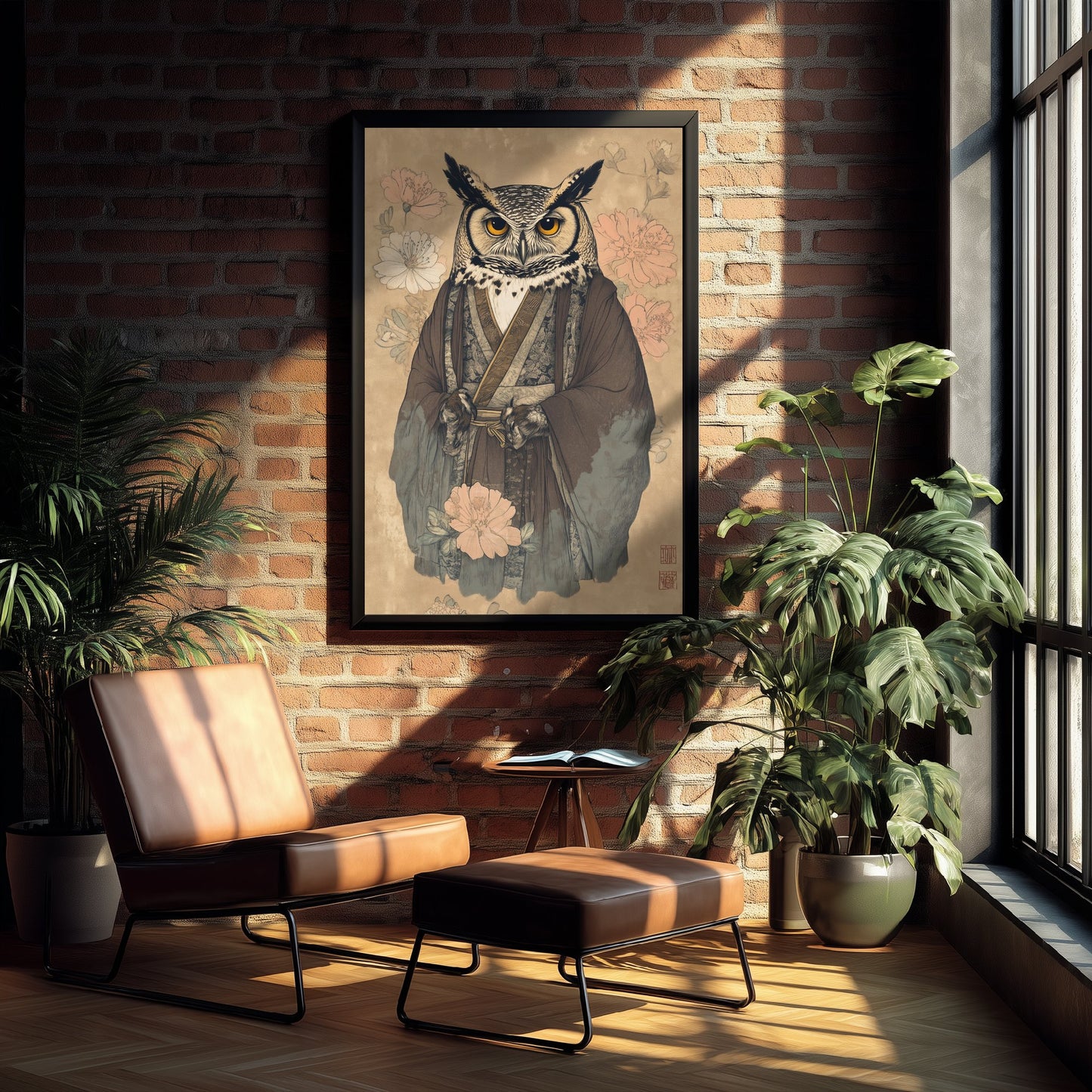 Great Horned Owl Art Print - Whimsical Animal in Robe Poster - Floral Illustration - Woodland Elder Wall Art 2/3