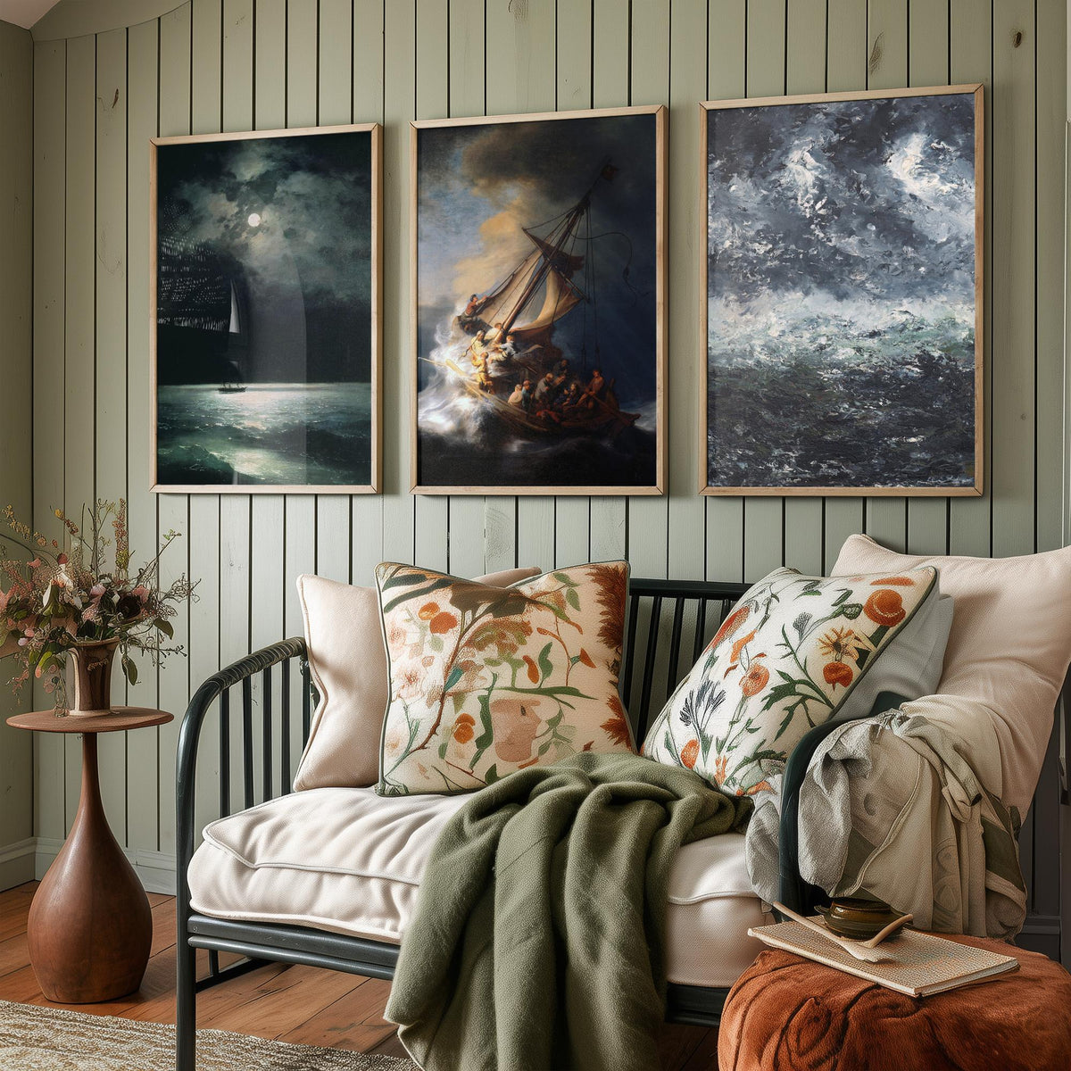 Rembrandt Storm on the Sea of Galilee Set of Three Art Prints - Dramatic Seascape Painting Poster