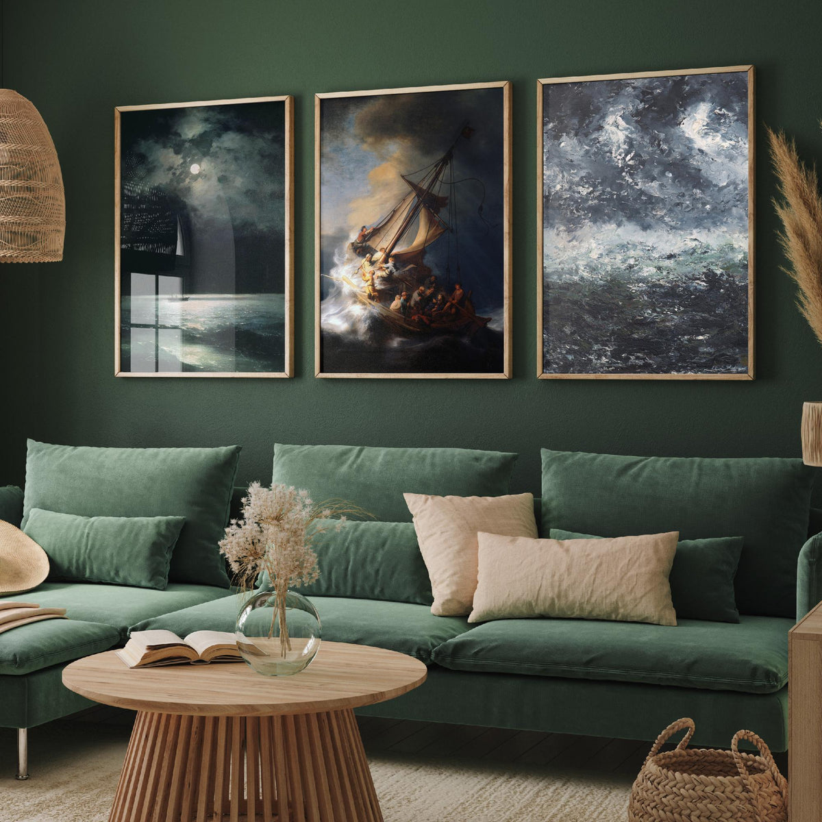 Rembrandt Storm on the Sea of Galilee Set of Three Art Prints - Dramatic Seascape Painting Poster