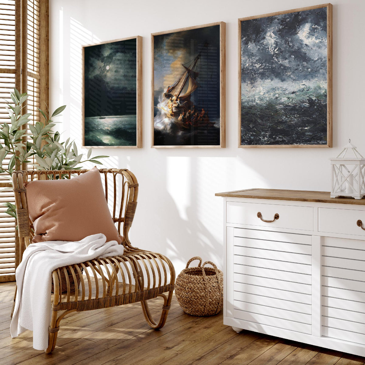 Rembrandt Storm on the Sea of Galilee Set of Three Art Prints - Dramatic Seascape Painting Poster