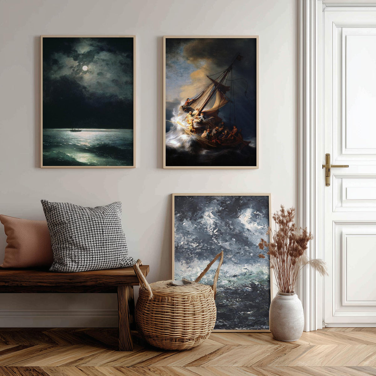 Rembrandt Storm on the Sea of Galilee Set of Three Art Prints - Dramatic Seascape Painting Poster