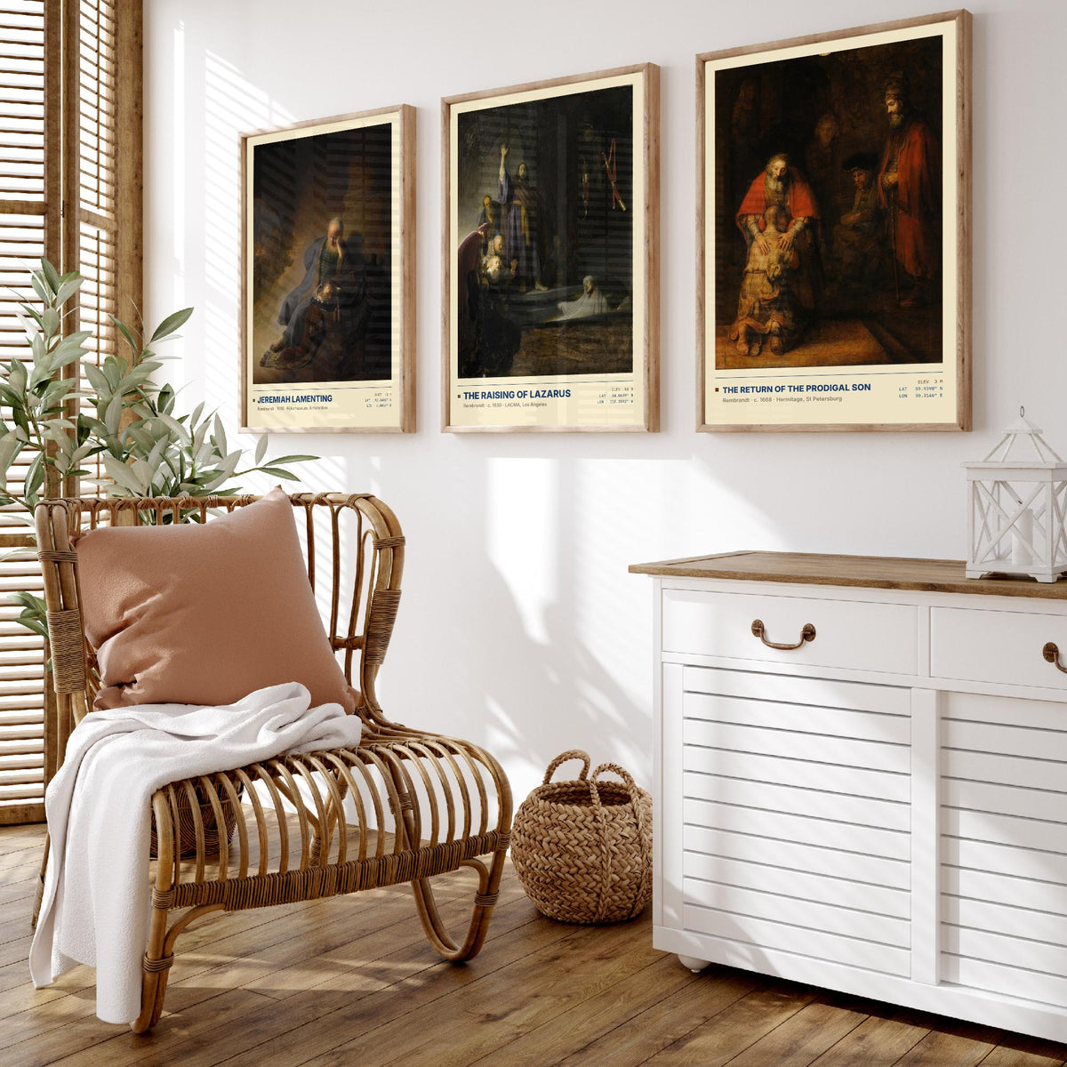 Rembrandt Bible Scenes Set of Three Art Prints - Jeremiah, Raising of Lazarus, Prodigal Son - Baroque Gallery Posters - Dutch Paintings