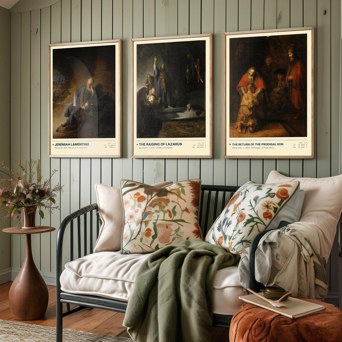 Rembrandt Bible Scenes Set of Three Art Prints - Jeremiah, Raising of Lazarus, Prodigal Son - Baroque Gallery Posters - Dutch Paintings