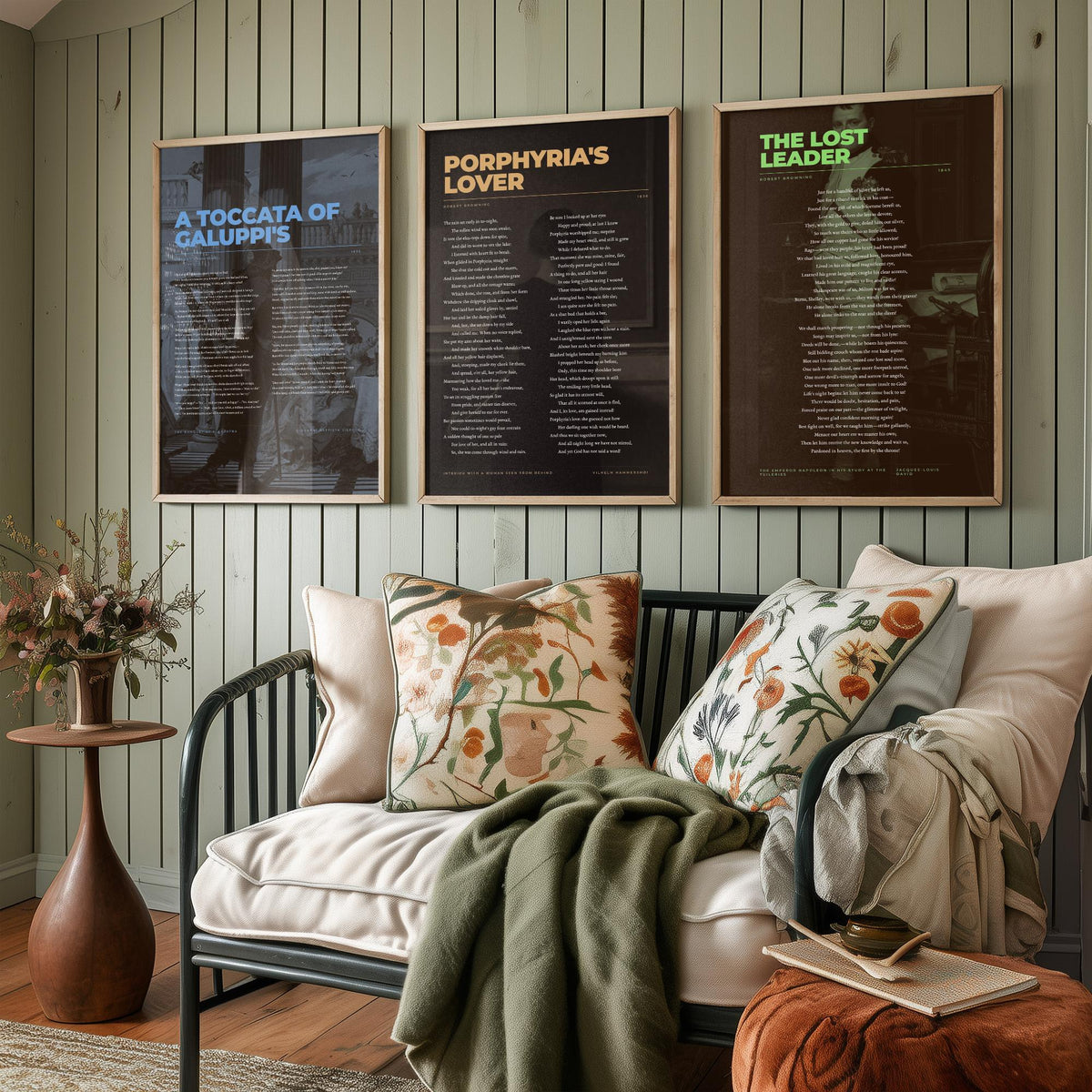 Browning Poems Set of Three Art Prints - Porphyria's Lover, The Lost Leader, A Toccata of Galuppi's - Painting Poster V2
