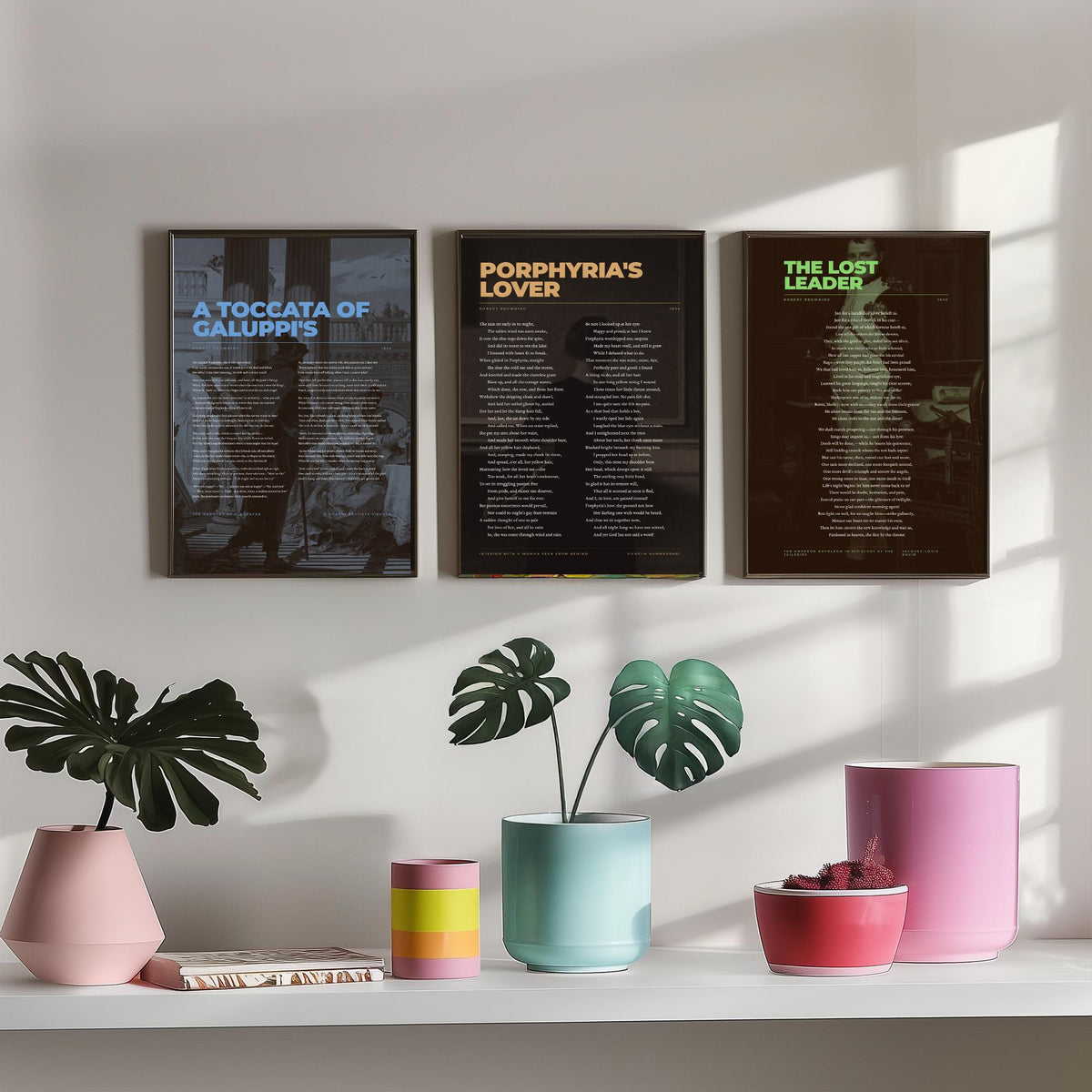 Browning Poems Set of Three Art Prints - Porphyria's Lover, The Lost Leader, A Toccata of Galuppi's - Painting Poster V2