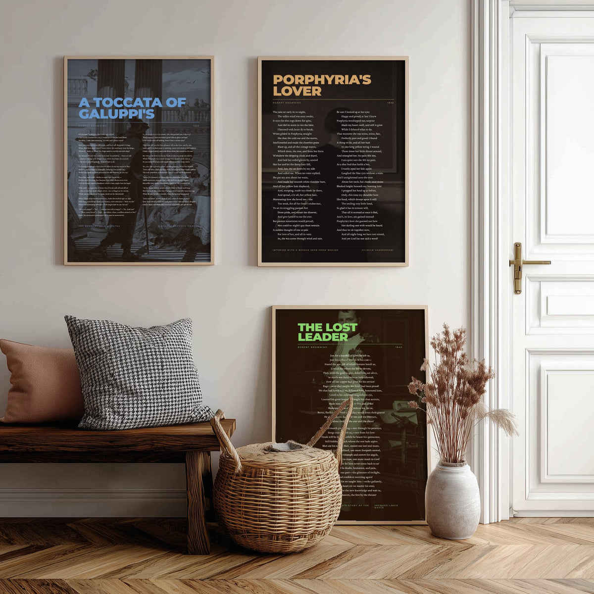 Browning Poems Set of Three Art Prints - Porphyria's Lover, The Lost Leader, A Toccata of Galuppi's - Painting Poster V2