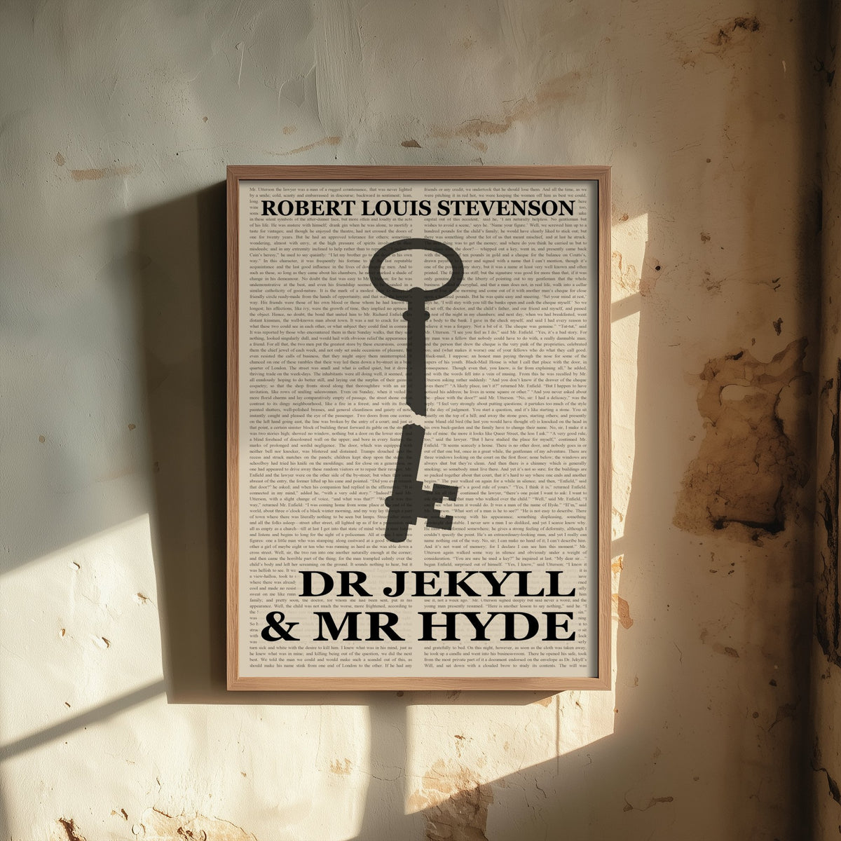 Dr Jekyll and Mr Hyde by Robert Louis Stevenson Art Print - Novel Text Book Cover Poster - Bloodied Door Key Illustration
