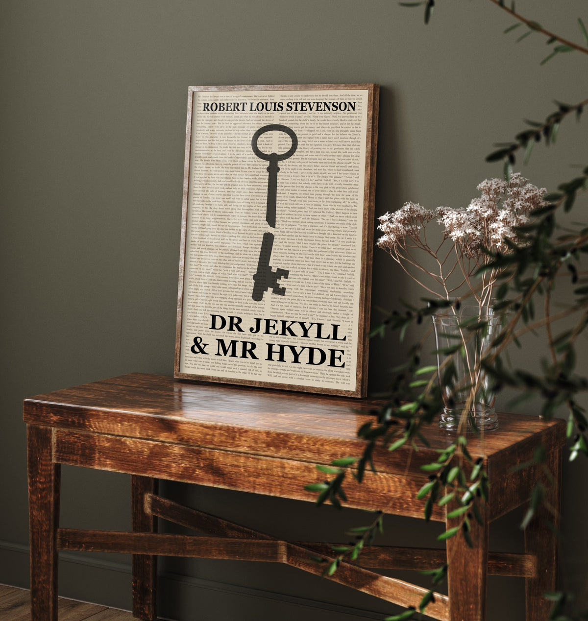 Dr Jekyll and Mr Hyde by Robert Louis Stevenson Art Print - Novel Text Book Cover Poster - Bloodied Door Key Illustration