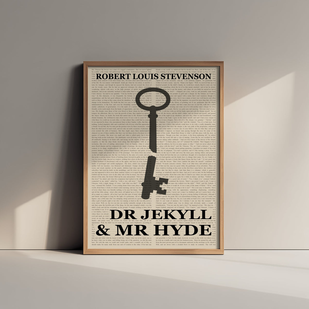 Dr Jekyll and Mr Hyde by Robert Louis Stevenson Art Print - Novel Text Book Cover Poster - Bloodied Door Key Illustration