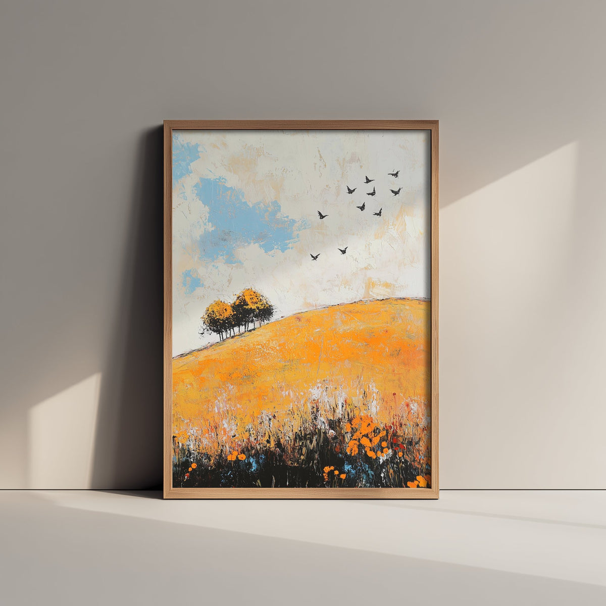 Rolling Hills Landscape Art Print - Butterfly Meadow Poster - Folk Art Painting - Buttercup Sable and Frost 3/3