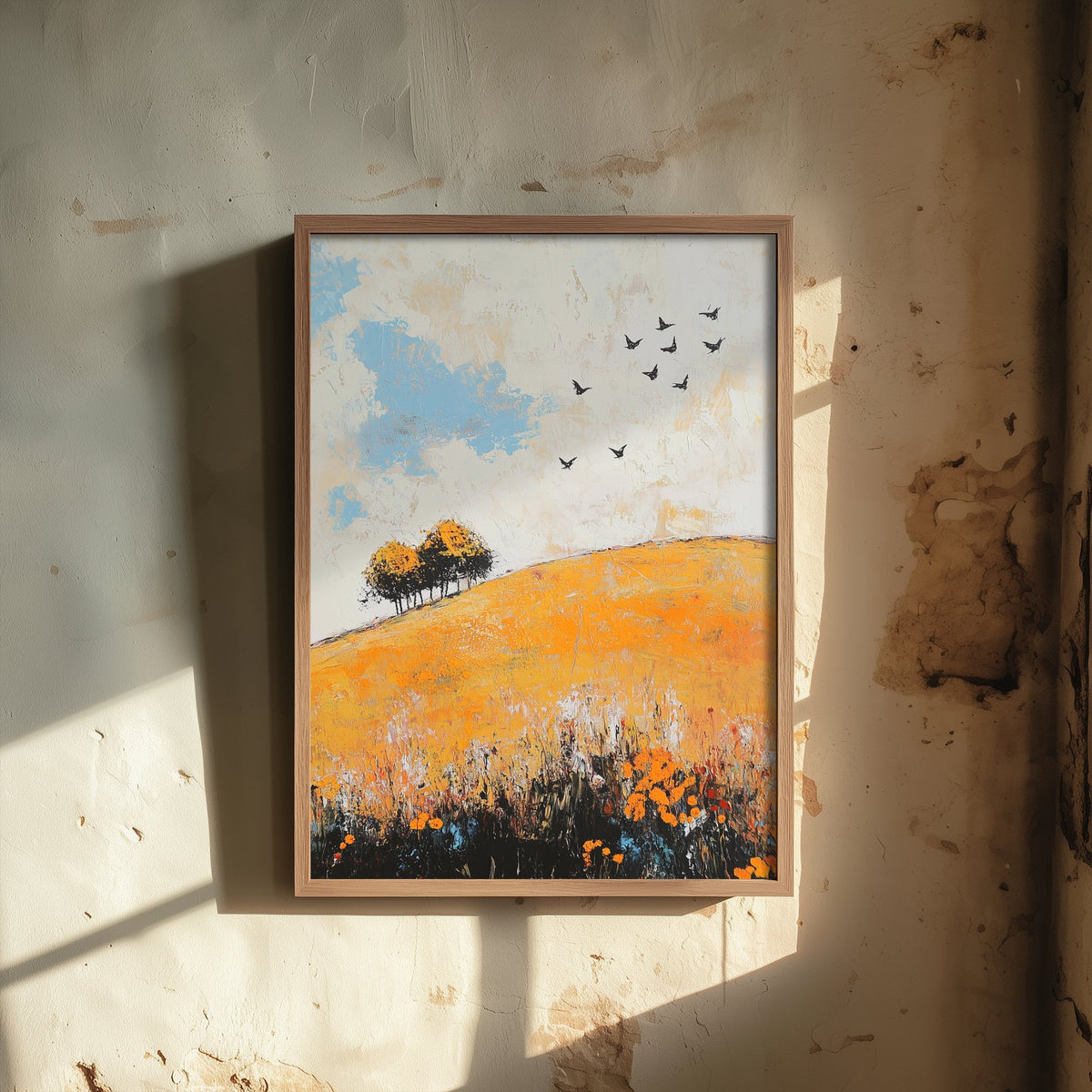 Rolling Hills Landscape Art Print - Butterfly Meadow Poster - Folk Art Painting - Buttercup Sable and Frost 3/3