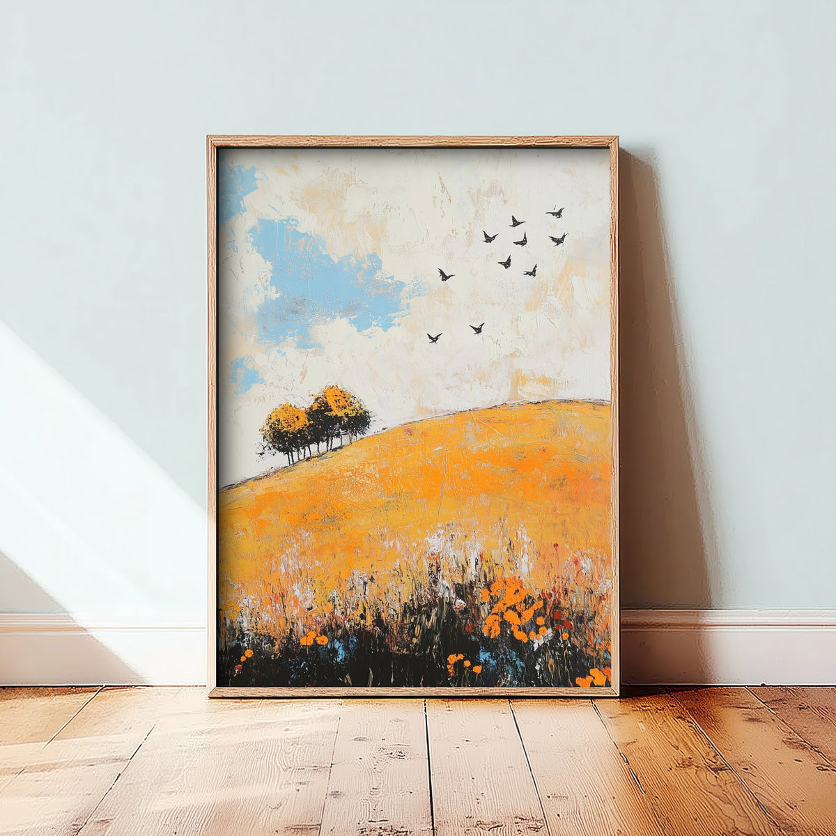 Rolling Hills Landscape Art Print - Butterfly Meadow Poster - Folk Art Painting - Buttercup Sable and Frost 3/3