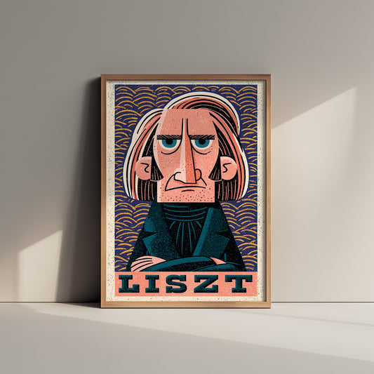 Franz Liszt Art Print - Romantic Composer Portrait Poster - Bold Woodcut Illustration - Classical Music 1/3