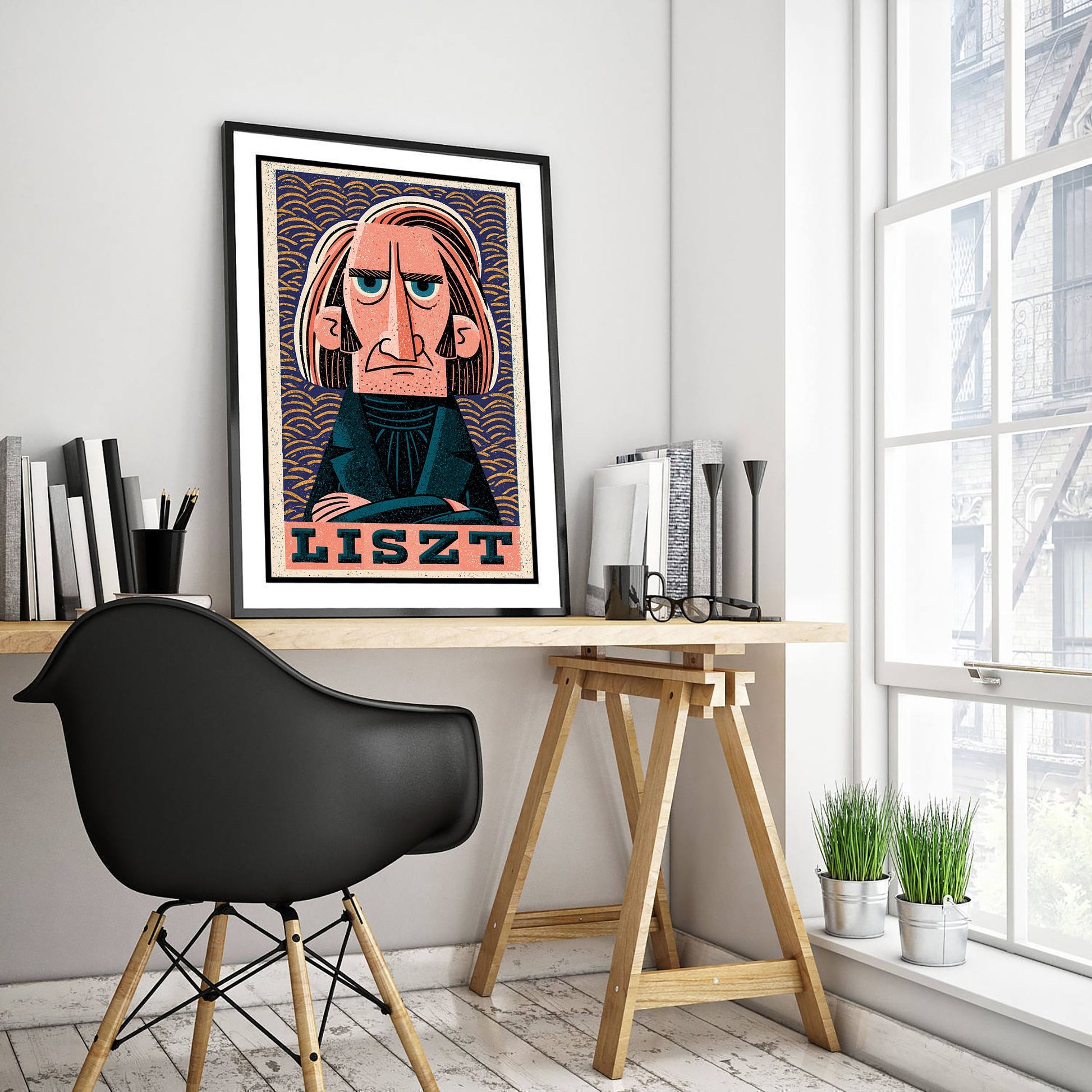 Franz Liszt Art Print - Romantic Composer Portrait Poster - Bold Woodcut Illustration - Classical Music 1/3