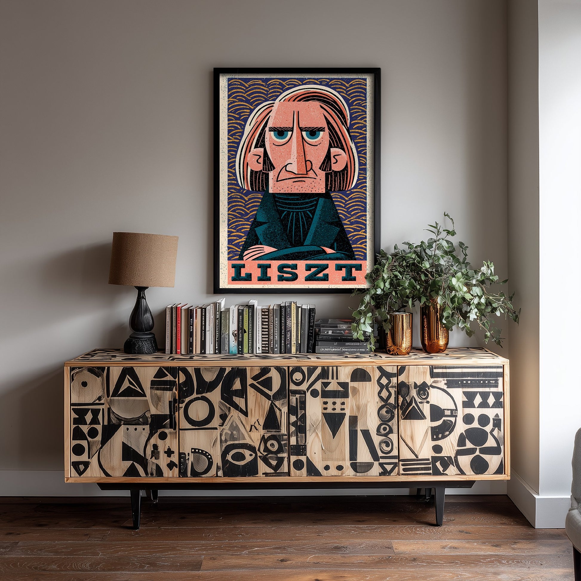 Franz Liszt Art Print - Romantic Composer Portrait Poster - Bold Woodcut Illustration - Classical Music 1/3