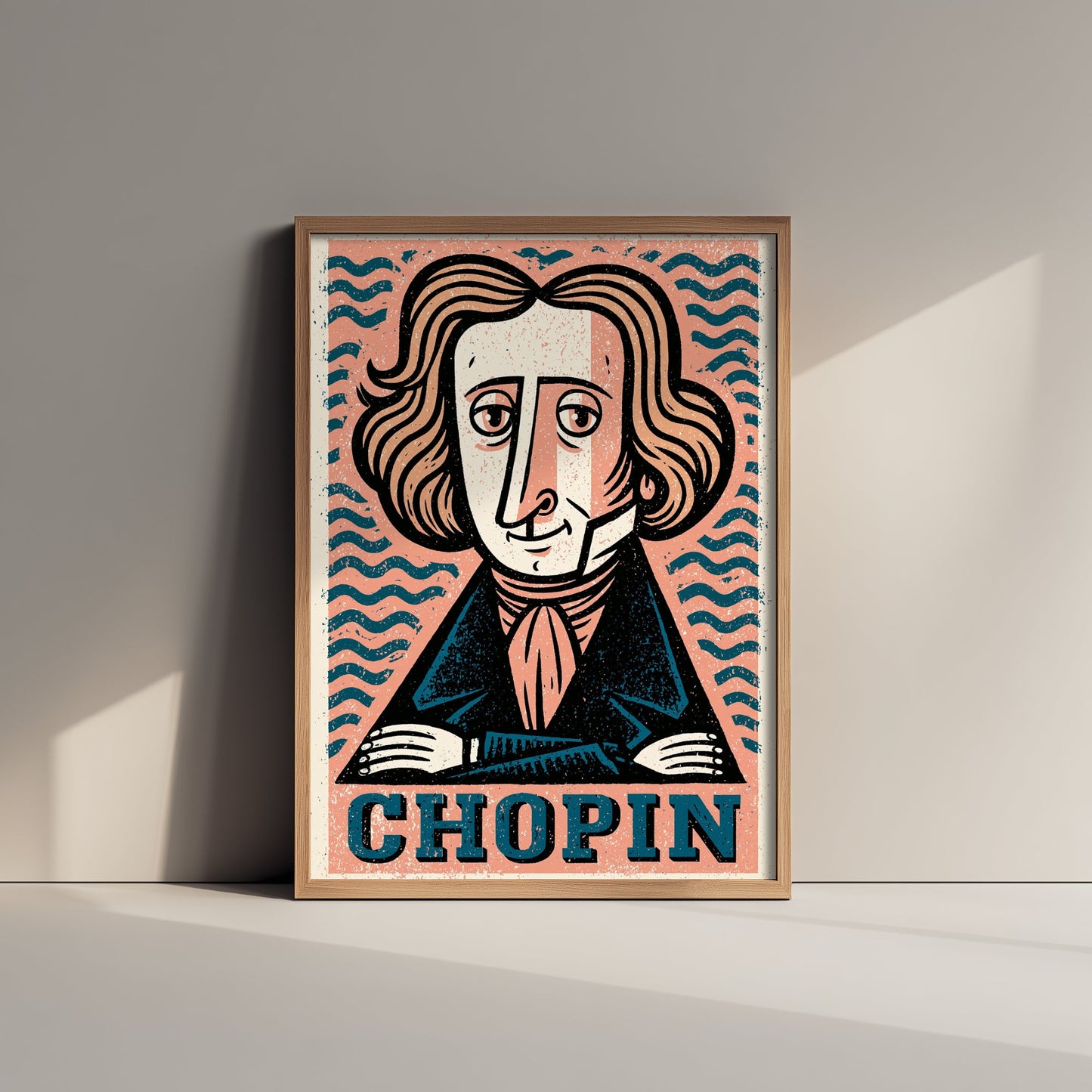Frederic Chopin Art Print - Romantic Composer Portrait Poster - Bold Woodcut Illustration - Piano Music 2/3