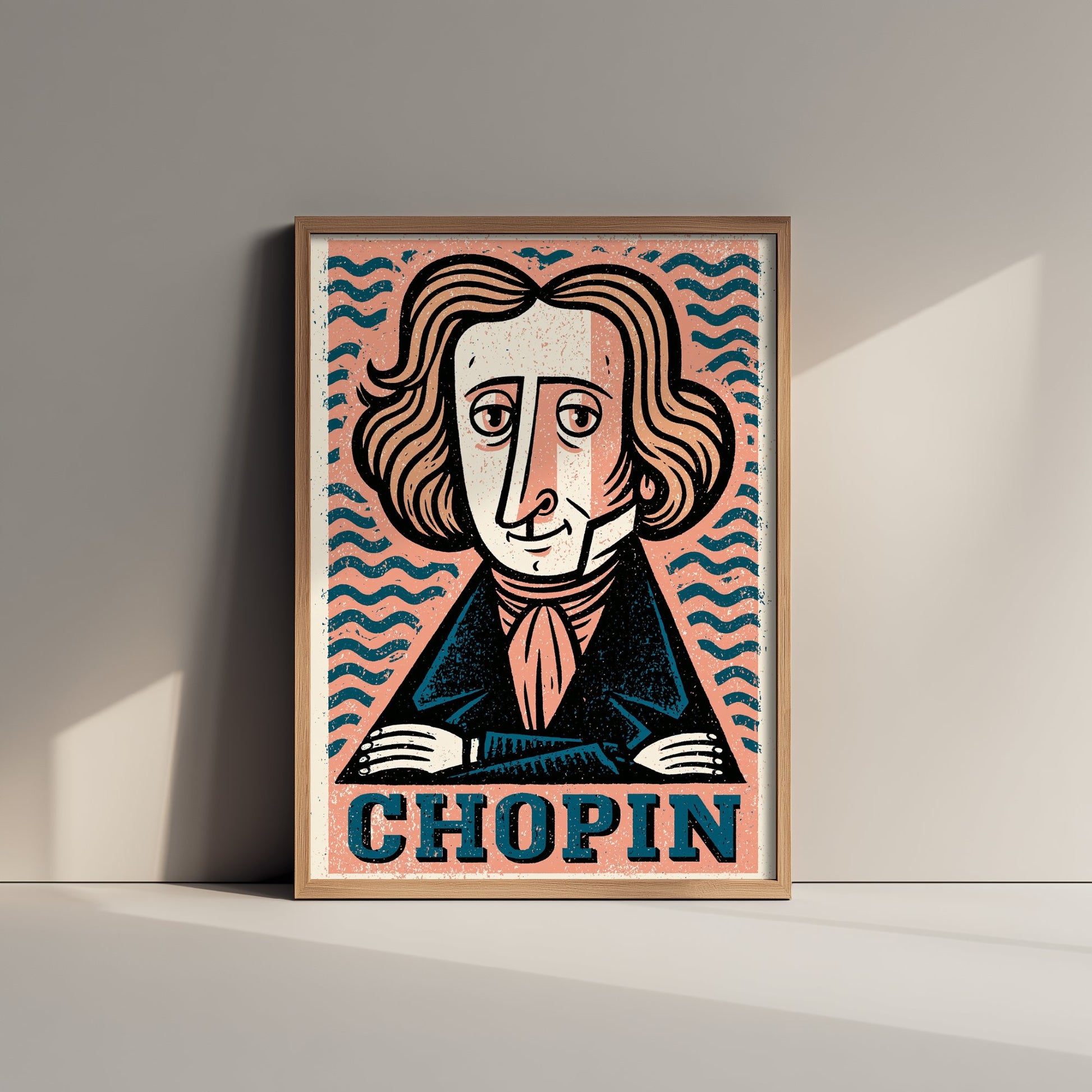 Frederic Chopin Art Print - Romantic Composer Portrait Poster - Bold Woodcut Illustration - Piano Music 2/3