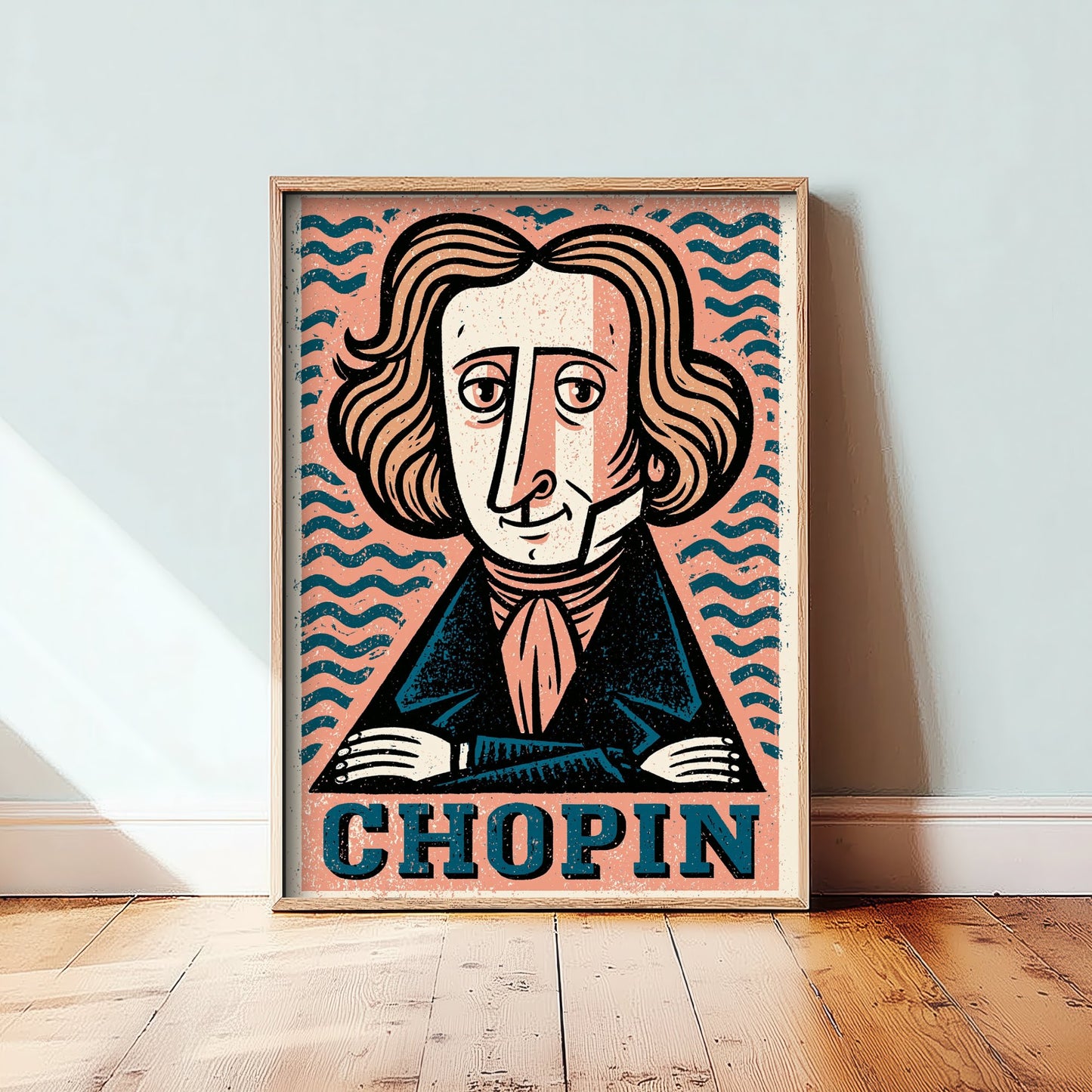 Frederic Chopin Art Print - Romantic Composer Portrait Poster - Bold Woodcut Illustration - Piano Music 2/3
