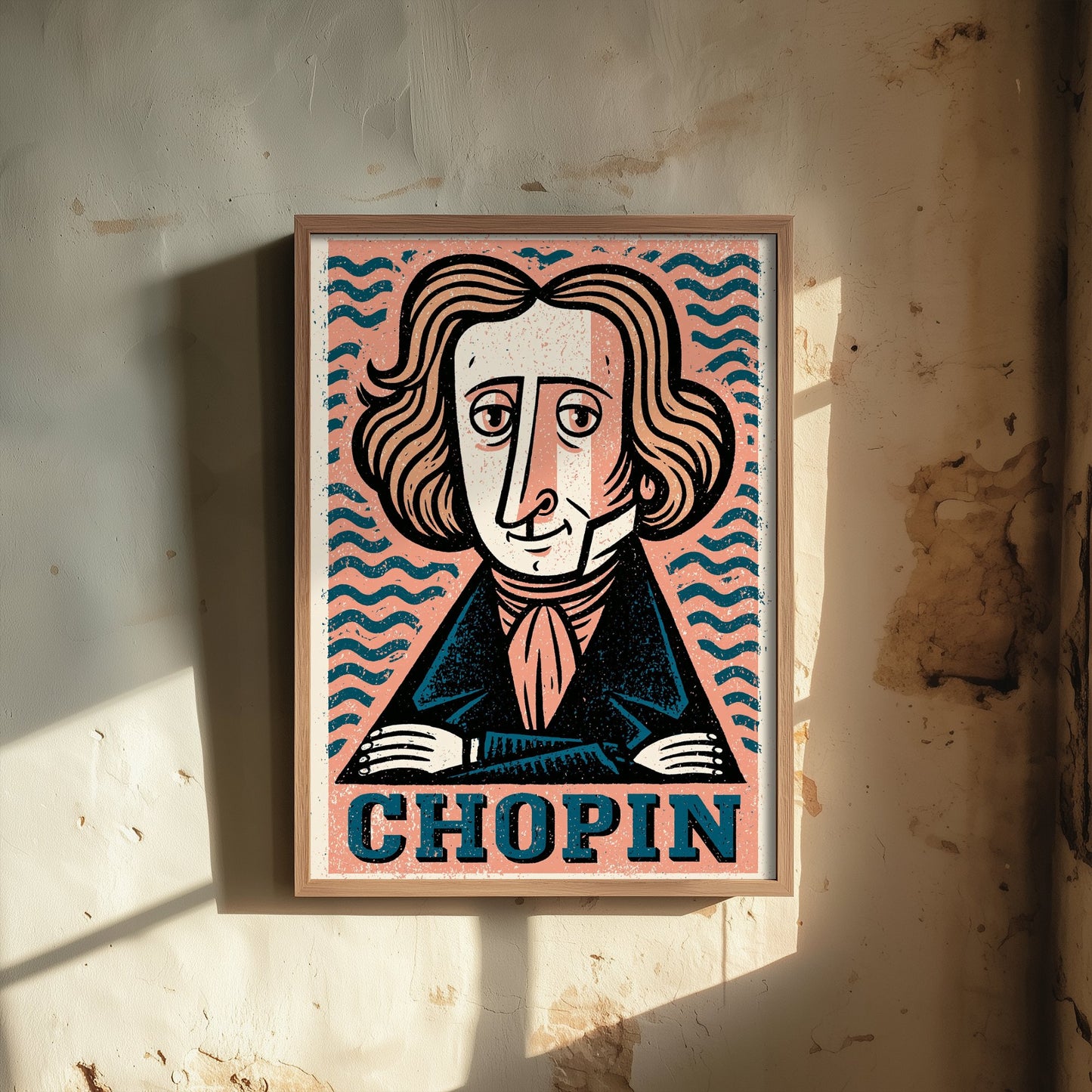 Frederic Chopin Art Print - Romantic Composer Portrait Poster - Bold Woodcut Illustration - Piano Music 2/3