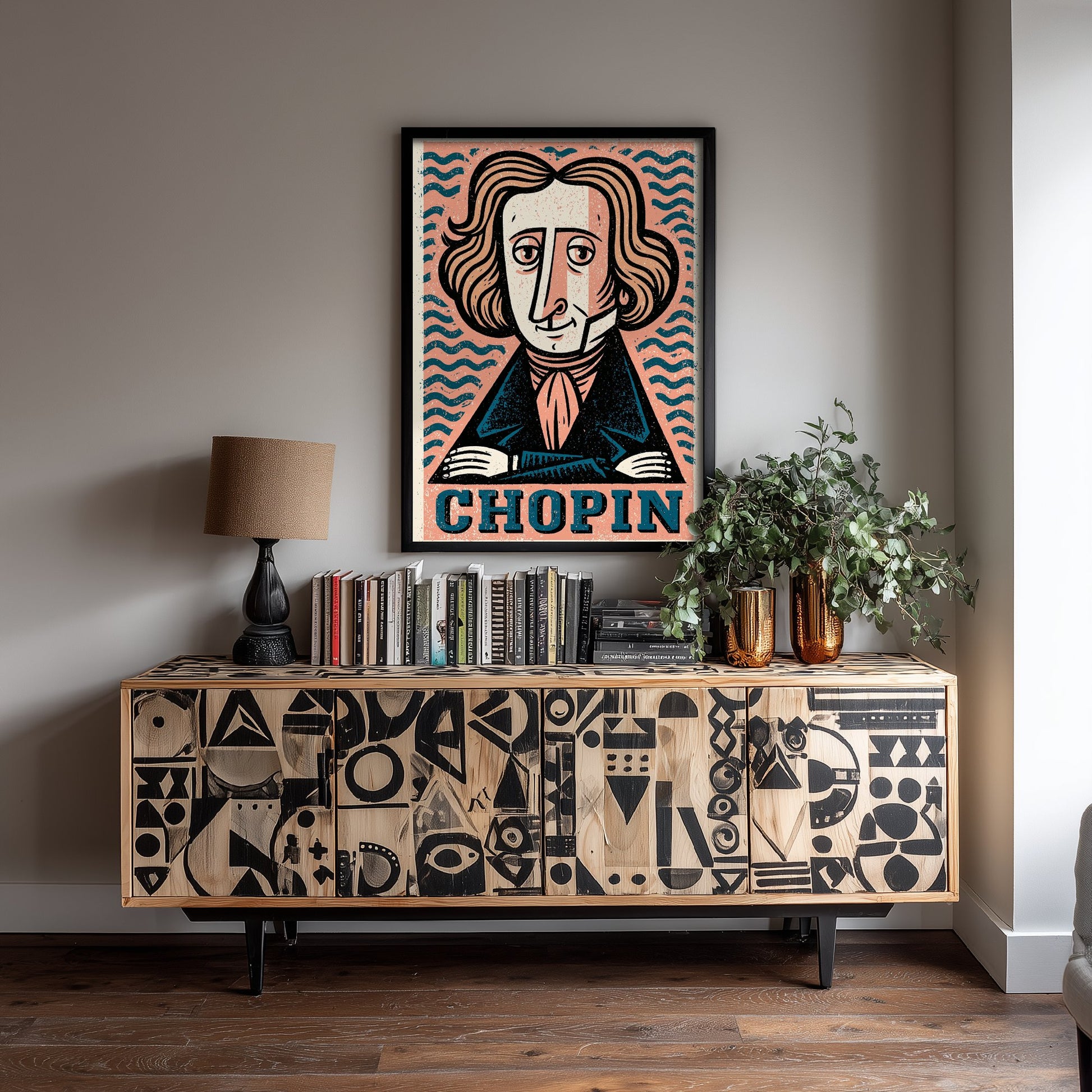 Frederic Chopin Art Print - Romantic Composer Portrait Poster - Bold Woodcut Illustration - Piano Music 2/3